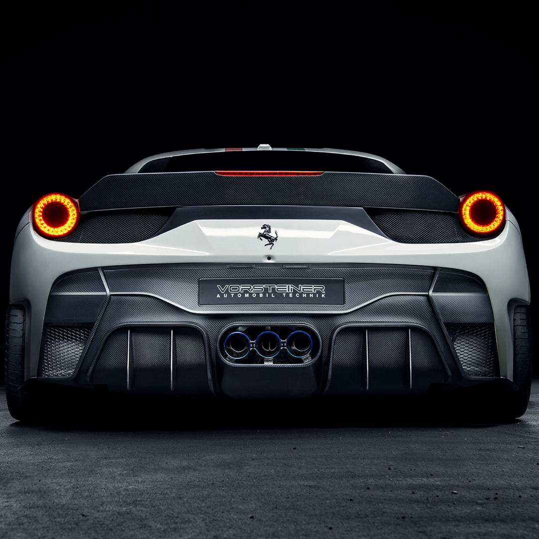 Ferrari 458 Italia VX Aero Rear Bumper with Rear Diffuser & Exhaust Tips - High Performance Carbon Fiber Body Kit for Track & Street Racing