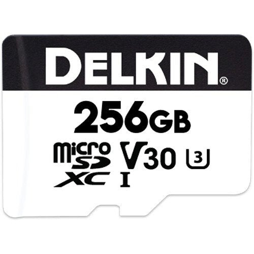 Delkin DMSDAHS256 256GB Hyperspeed UHS-I MicroSDXC V30 Memory Card with SD Adapter - High-Speed Storage for 4K Cameras, Drones, and Gaming Consoles