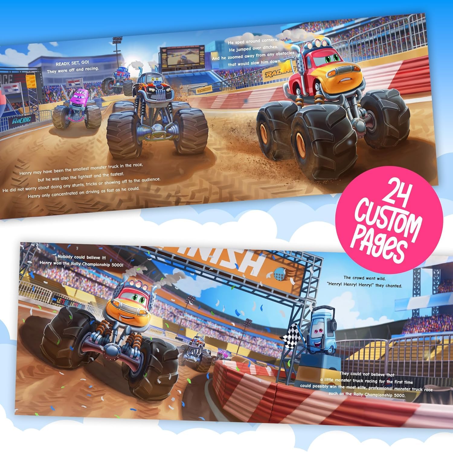 Personalized Monster Truck Story Book for Kids - Custom Children's Book with Name in The Story, 11x8.5 Inch Blue Hardcover | Perfect Birthday Gift, Bedtime Reading & Early Learning Adventure