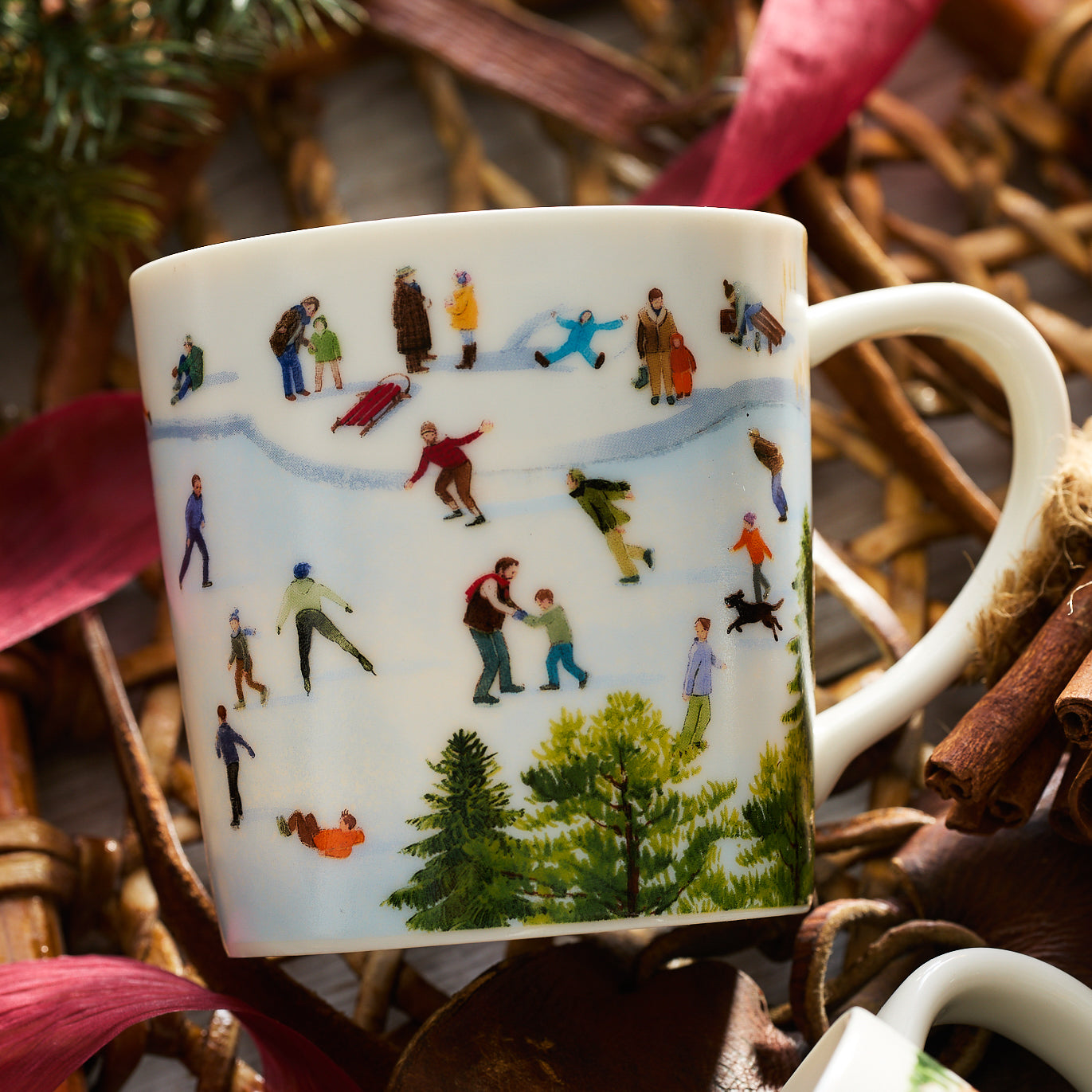 Caskata X Felix Doolittle Winter Wonderland Coffee Mugs Set of 4 - Ceramic Tea Cups for Hot Cocoa, Holiday Gift & Cozy Home Decor - Perfect for Christmas Morning, Winter Gatherings & Office Use