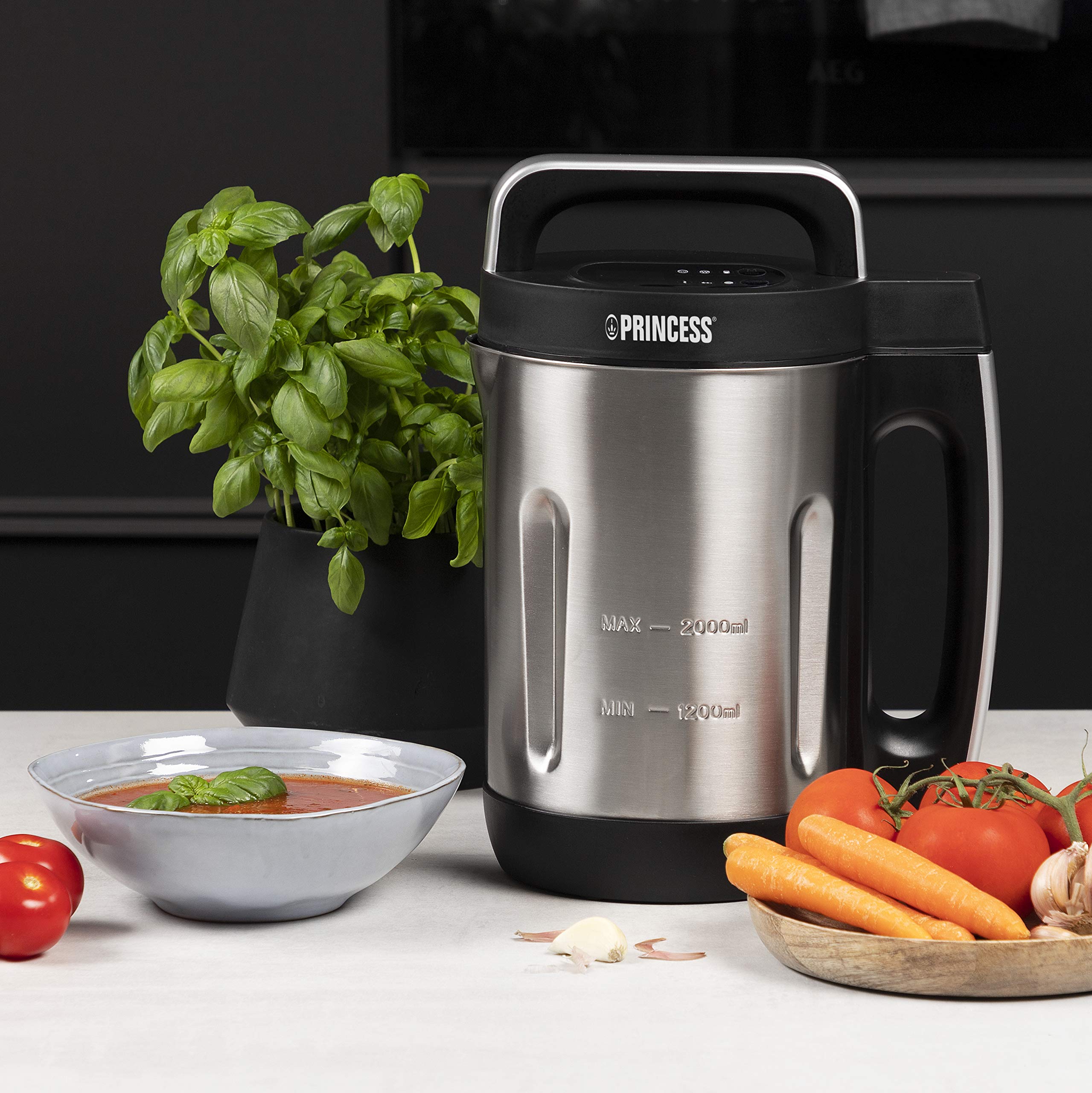 Princess 214002 3-in-1 Blender for Soup, Smoothies & Shakes - 600W Stainless Steel Blender with Glass Jar (Black) - Perfect for Kitchen, Home & Healthy Lifestyle