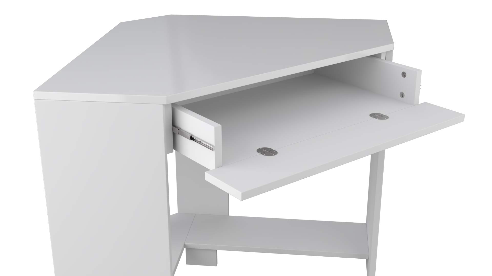 Stylish White Gloss Modern Corner Vanity with Mirror - Perfect for Small Bathrooms & Bedroom Makeup Stations