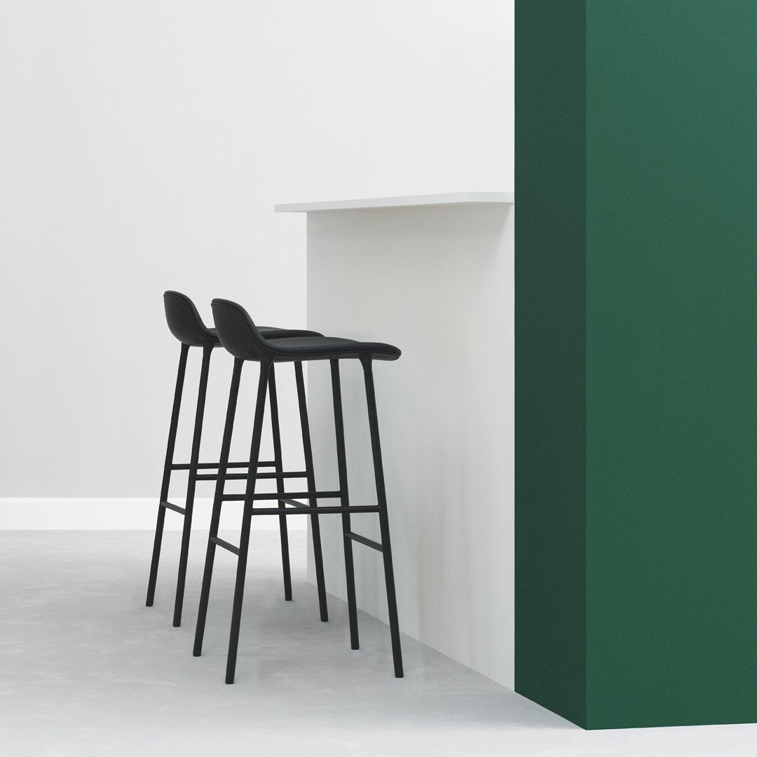 Modern Form Bar Stool with Sturdy Metal Legs & Comfortable Upholstered Seat - Perfect for Kitchen Islands, Home Bars & Commercial Use