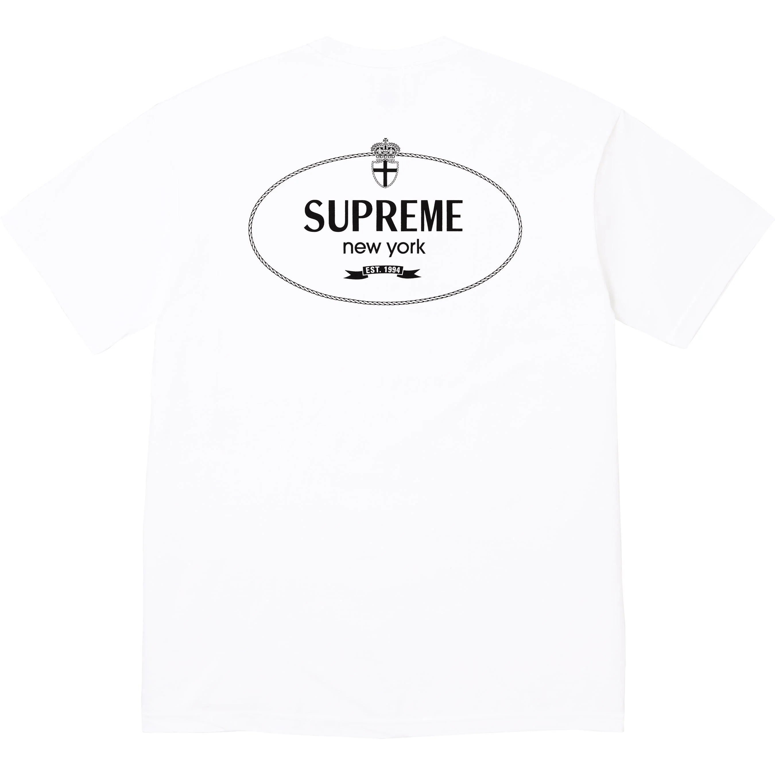 Supreme Crest Logo T-Shirt for Men - White Cotton Short Sleeve Tee - Streetwear Fashion & Casual Wear