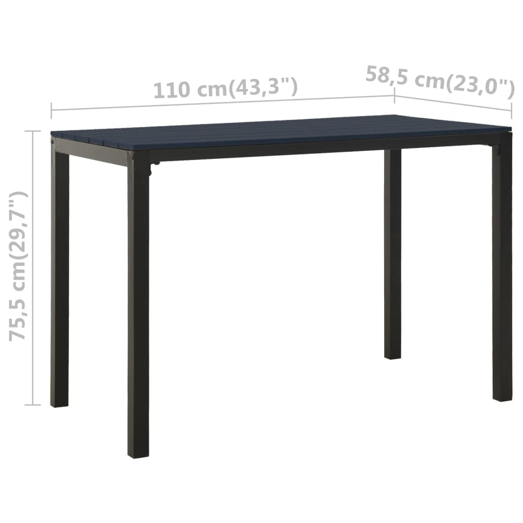 vidaXL 3-Piece Patio Dining Set - Outdoor Steel & WPC Furniture with Weather-Resistant Table & 2 Benches - Black - Perfect for Backyard, Garden or Poolside Dining