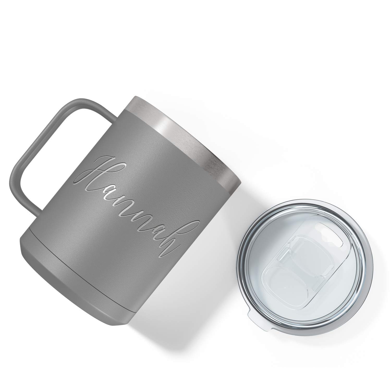 Custom Engraved 15oz Stainless Steel Vacuum Insulated Coffee Mug - Personalized Matte Slate Finish with Handle, Perfect Gift for Office, Home & Travel