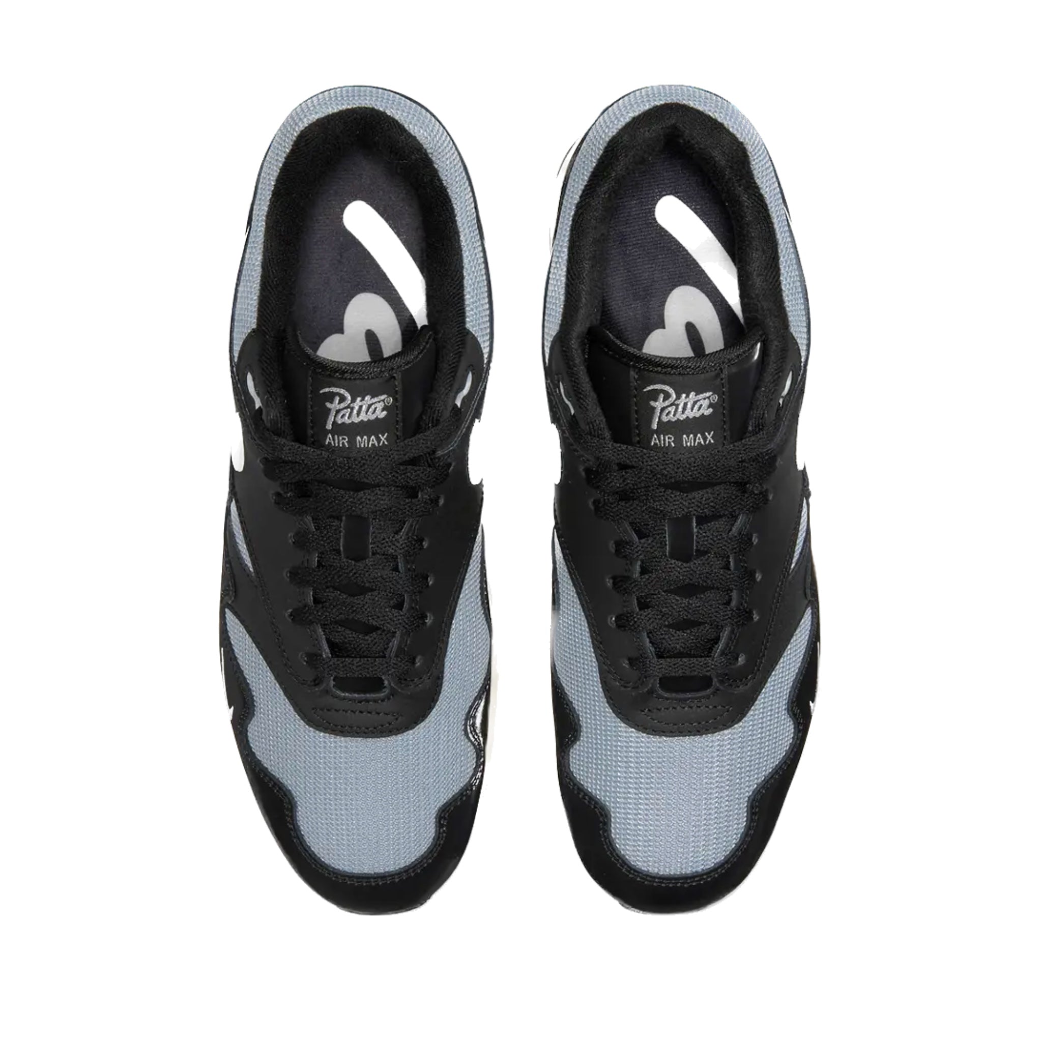 Nike Air Max 1 Patta Waves Sneakers - Black, Metallic Silver, White & Coconut Milk Colorway with Bracelet | Men's Running Shoes for Gym, Workout & Casual Wear