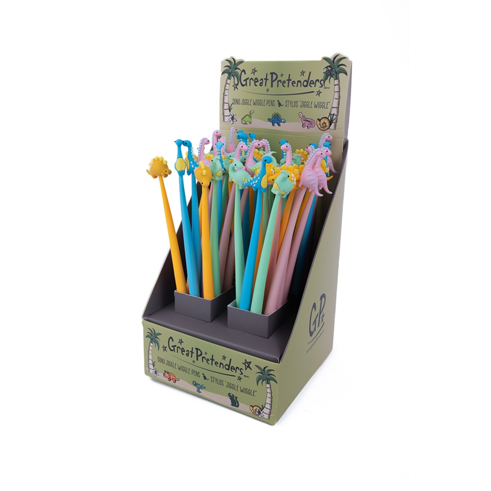 Dino Jiggle Wiggle Pens by Great Pretenders - Fun Dinosaur-Themed Wiggly Pens for Kids Writing & Drawing | Perfect for School, Office & Creative Play