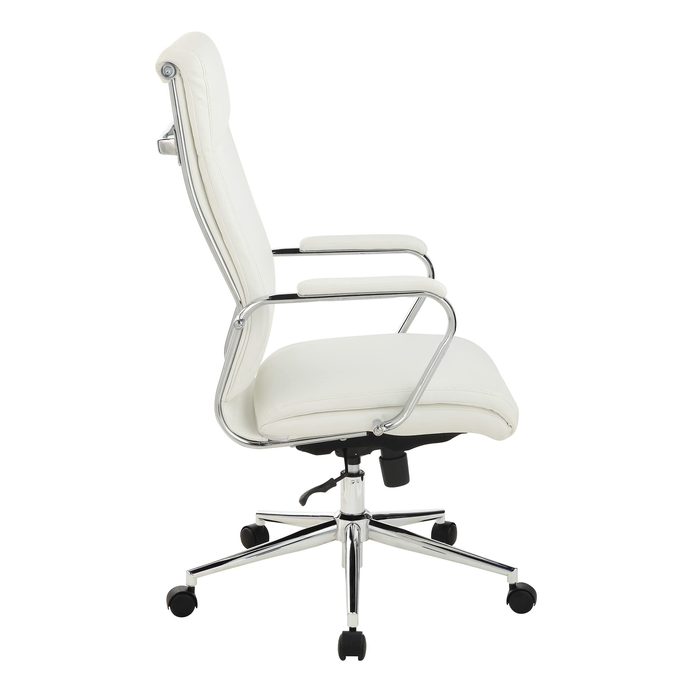 Office Star Antimicrobial High-Back Adjustable Office Chair with Chrome Base - Dillon Snow Fabric - Ergonomic Desk Chair for Home Office, Executive Workspace & Computer Workstation