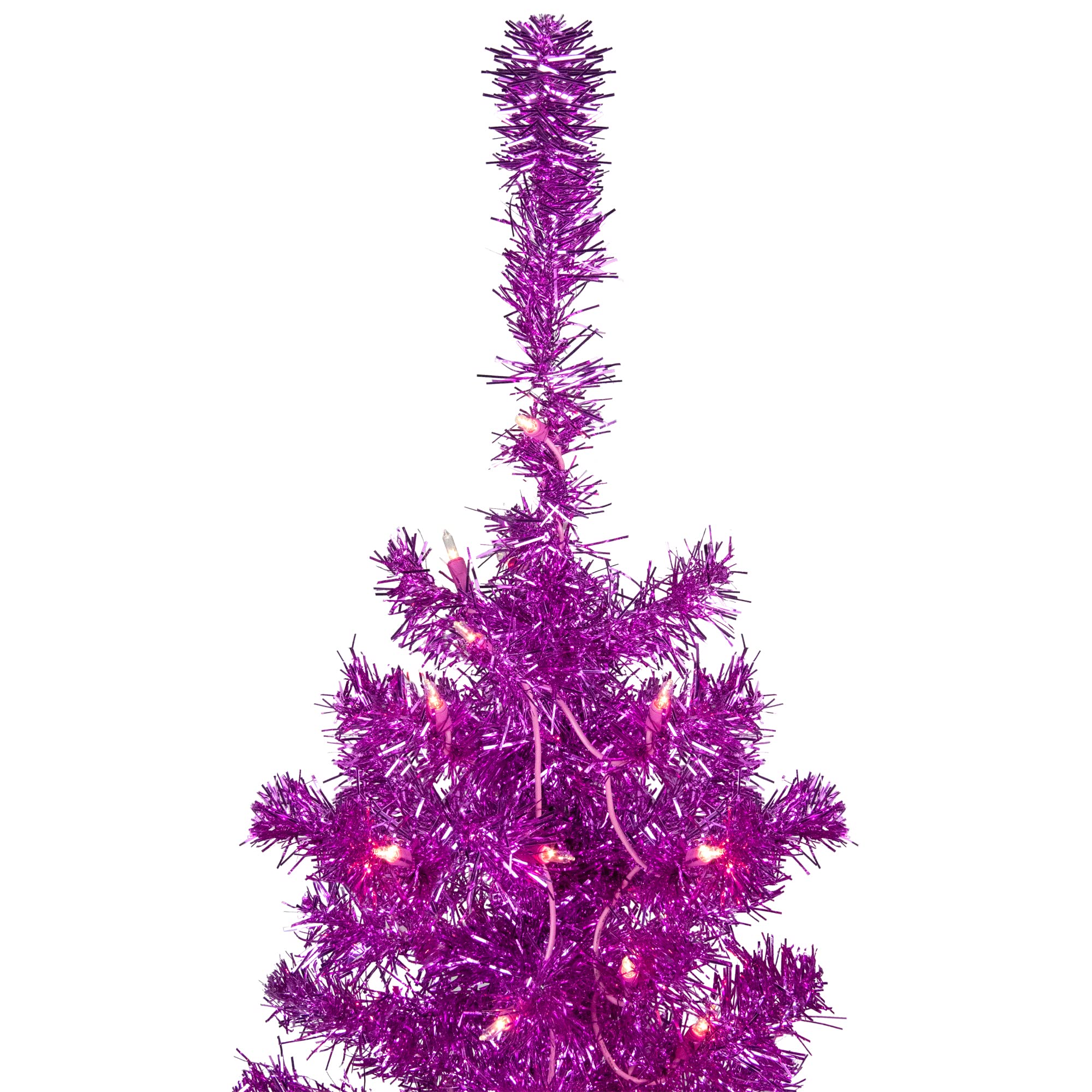 6' Pre-Lit Pink Artificial Tinsel Christmas Tree with Clear Lights - Perfect for Holiday Home Decor, Office Party & Festive Gift Giving