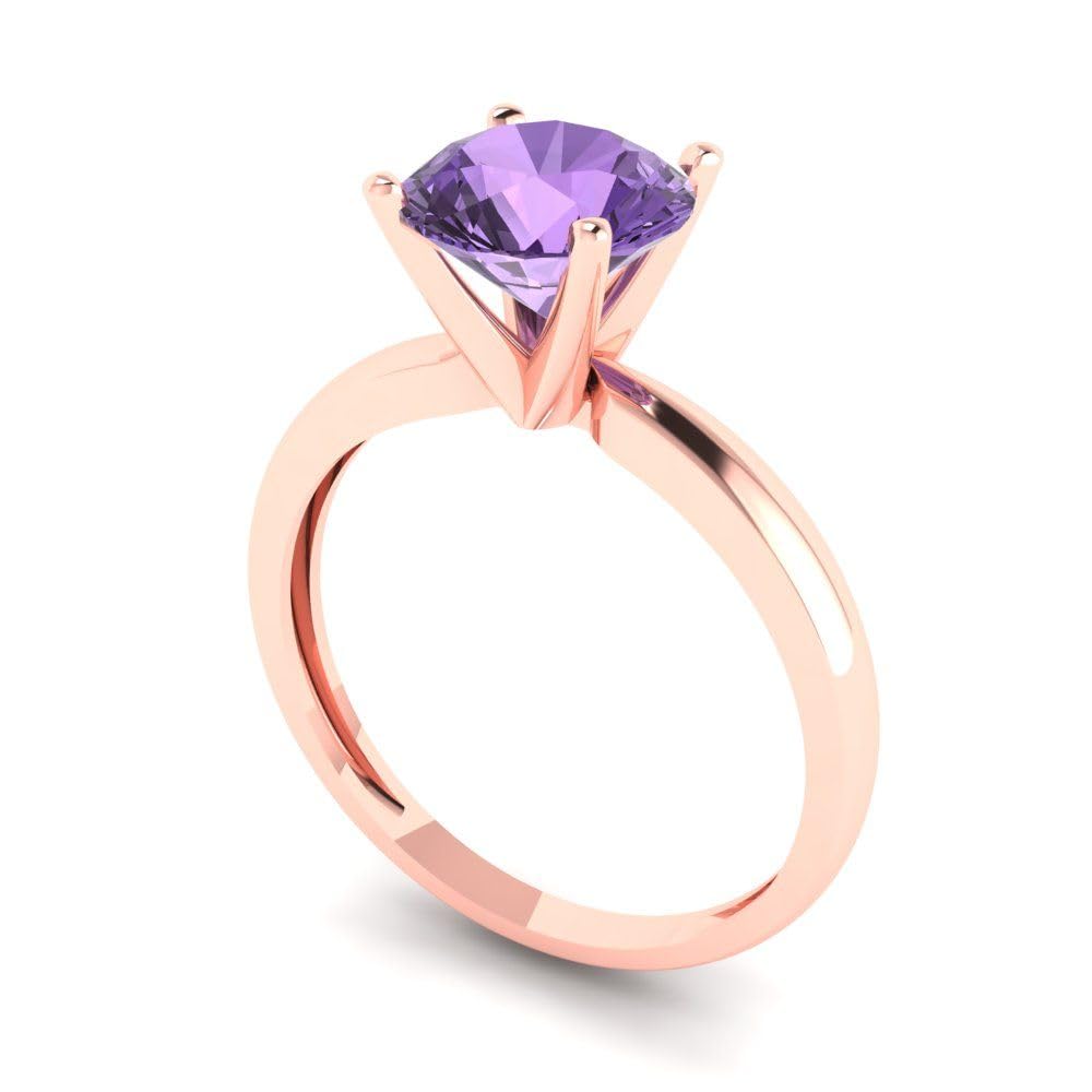 1.50 ct Round Cut Simulated Alexandrite Solitaire Engagement Ring in 14k Rose Gold - Wedding, Bridal, Anniversary Gift for Her - Perfect for Proposals, Vow Renewals & Special Occasions