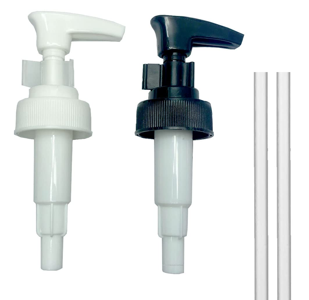 Premium 28/400 2CC Dispenser Pumps for Soap & Lotion - Pack of 2 (Black & White) - Perfect for Bathroom, Kitchen, and Salon Refillable Bottles