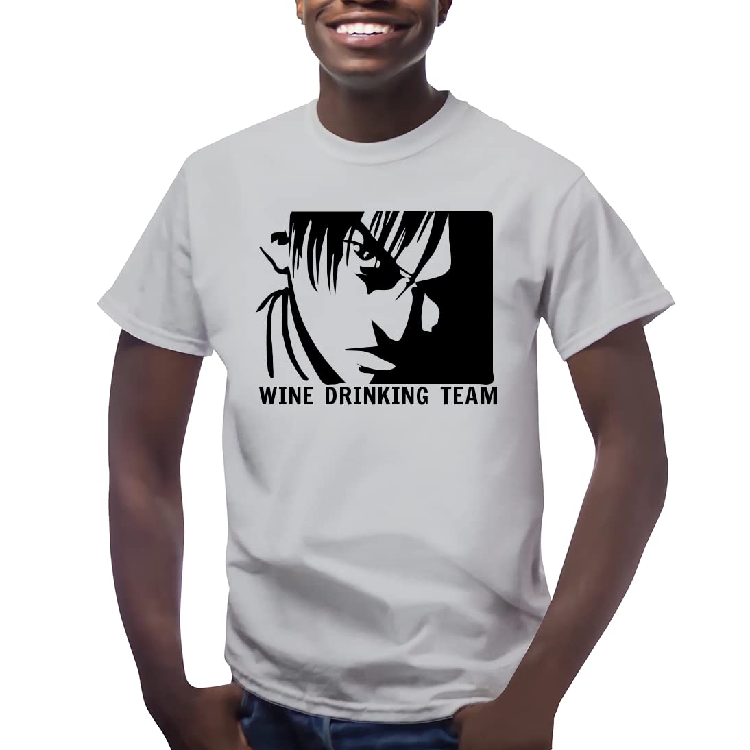 Anime Wine Drinking Team Men's Short Sleeve Graphic T-Shirt - Cool Casual Tee for Anime Fans, Wine Lovers & Summer Outfits