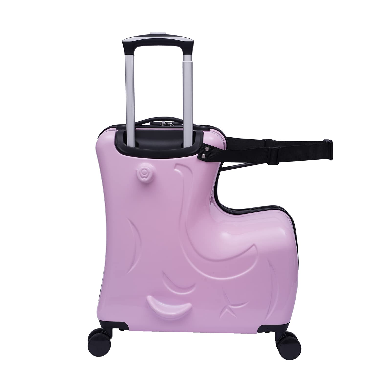 Rideable Kids Suitcase with Fashionable Design - Fun Travel Luggage for Boys & Girls Ages 2-12 | Durable PC Material, 20-Inch Carry-On (Pink/Blue) | Perfect for Family Vacations, Airplane Rides & Birthday Gifts