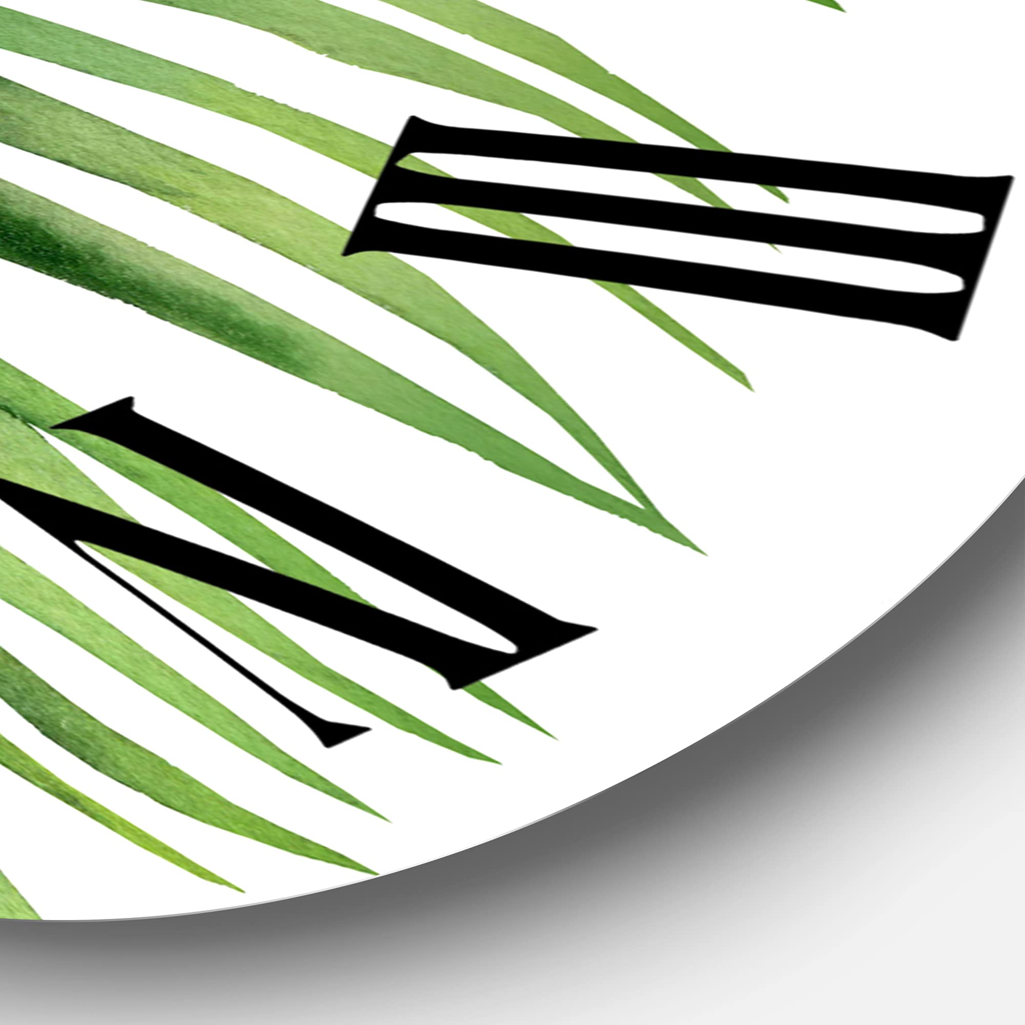 DesignQ Tropical Wall Clock with Detailed Palm Branches - Large Floral & Botanical Wall Clock for Kitchen, Living Room, Bedroom Decor | Perfect for Home, Office, and Tropical-Themed Spaces