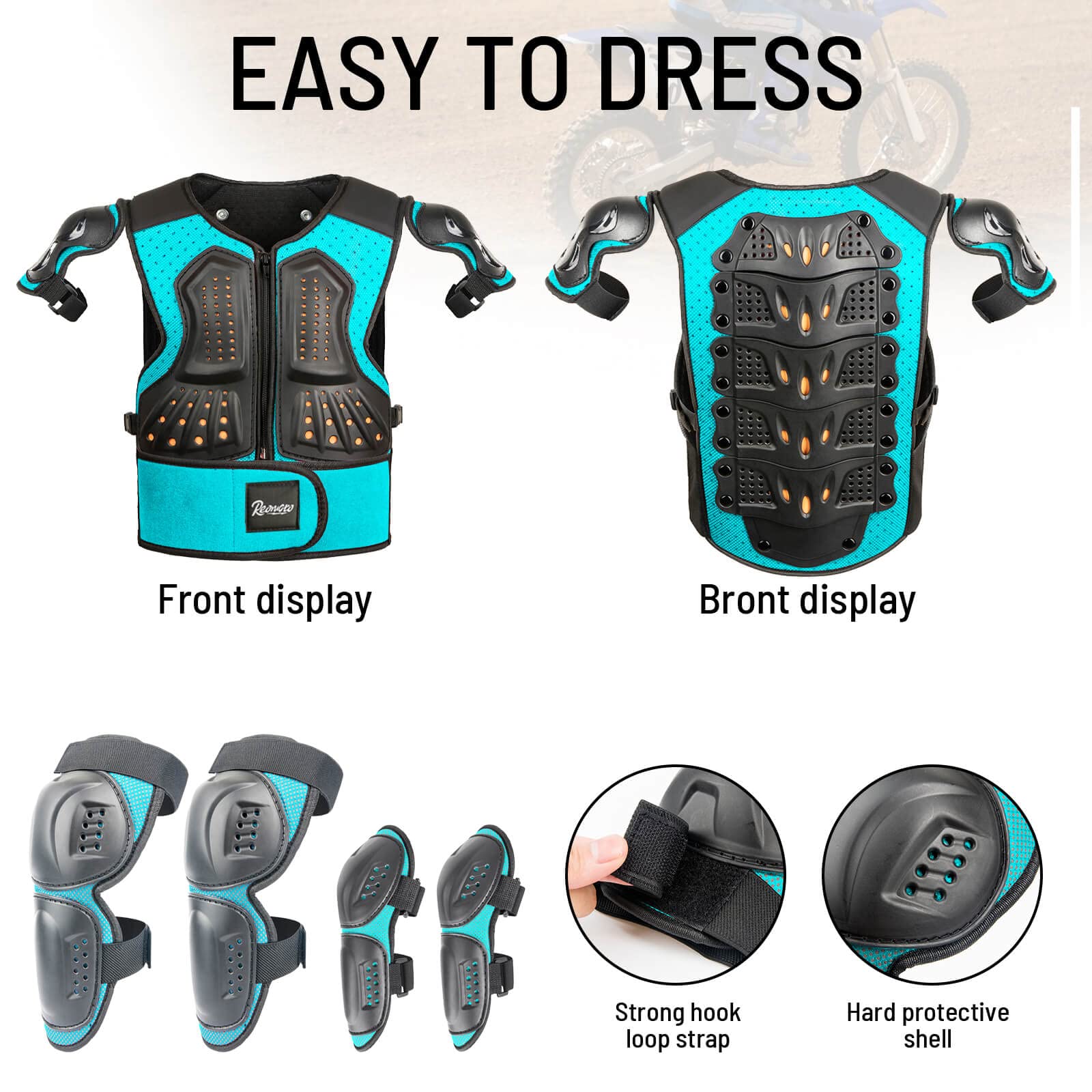 Reomoto Kids Protective Gear Set - Motorcycle Armor Suit for Boys & Girls - Dirt Bike, Cycling, Skating, Off-Road Riding & Skiing Safety Equipment - Perfect for Outdoor Adventures & Extreme Sports
