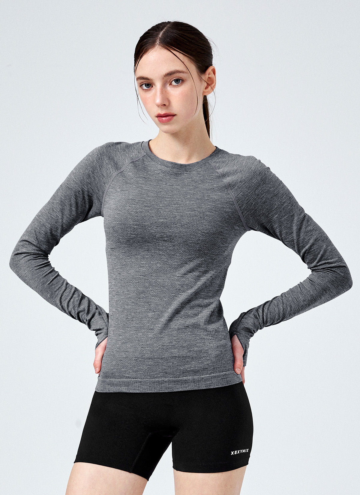 Breathable Mesh Seamless Long Sleeve Shirt with Finger Hole Design - Perfect for Yoga, Workouts & Outdoor Activities