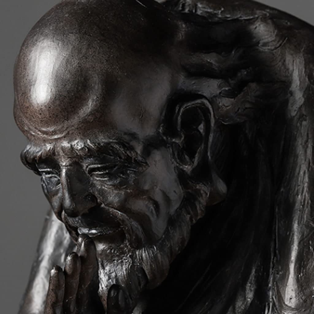 Buddha Statue for Home & Garden Decor - Feng Shui Warrior Monk Arhat Damo Bodhidharma Dharma Statue (Black) | Meditation Room, Office Desk & Spiritual Decor Gift