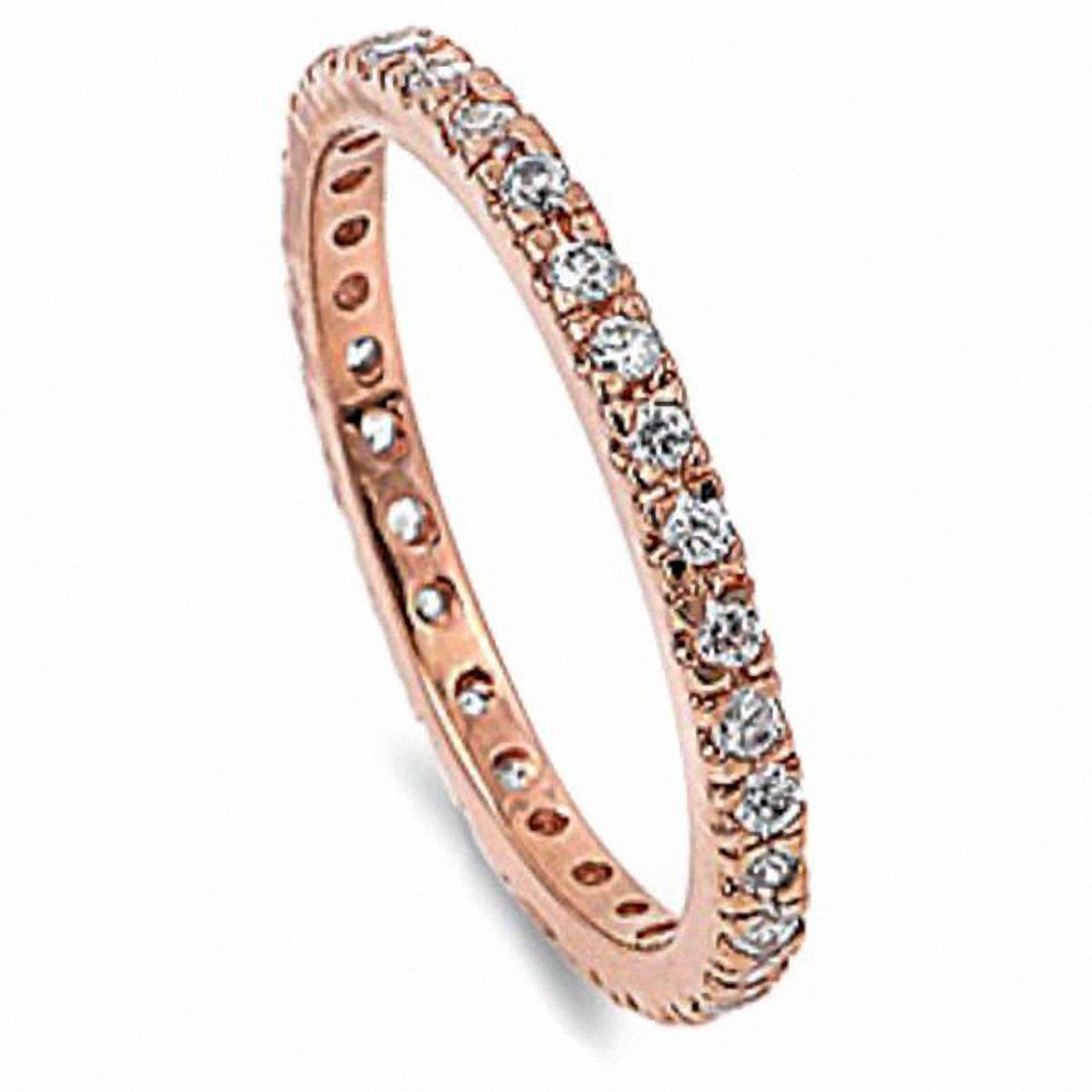 2mm Stackable Full Eternity Band Ring - Round 925 Sterling Silver Wedding Ring for Women - Choose Your Color (White/Yellow/Rose Gold) - Perfect for Anniversary Gifts, Bridal Jewelry & Everyday Wear