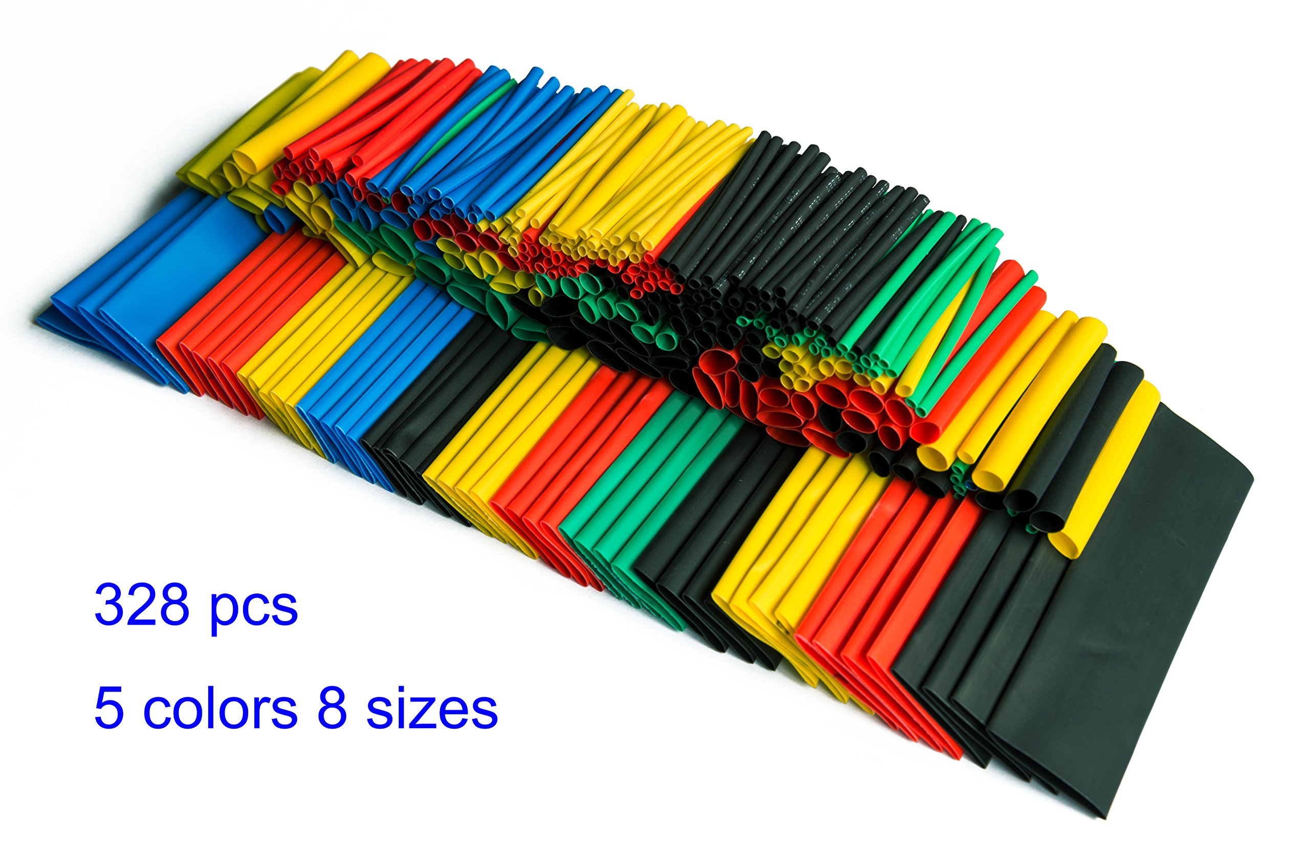 SummitLink 328 Pcs Heat Shrink Tubing Kit - 5 Colors & 8 Sizes (1/8