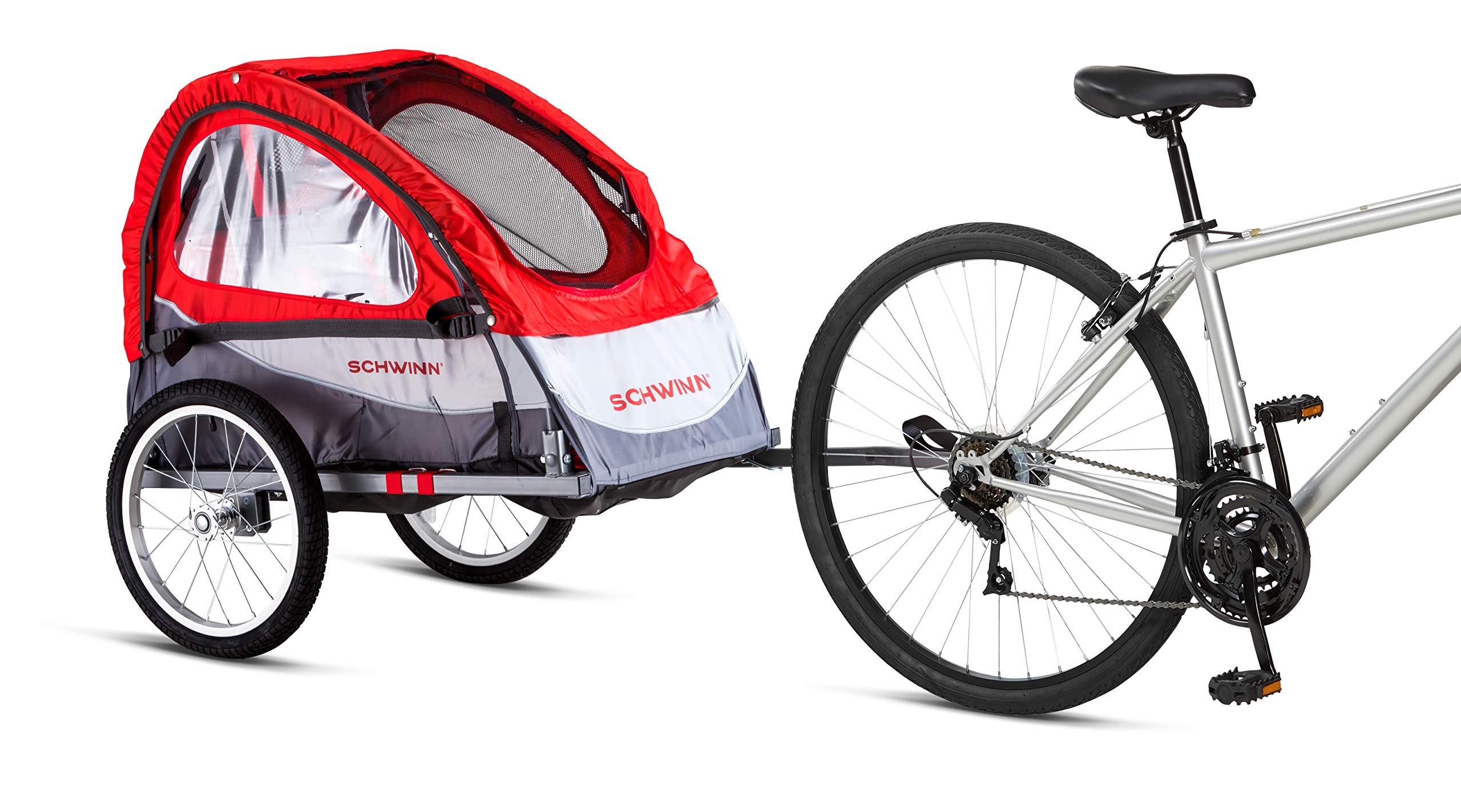 Schwinn Joyrider Echo & Trailblazer Bike Trailer for Kids - Single/Double Seat Baby Carrier with Canopy, 16/20