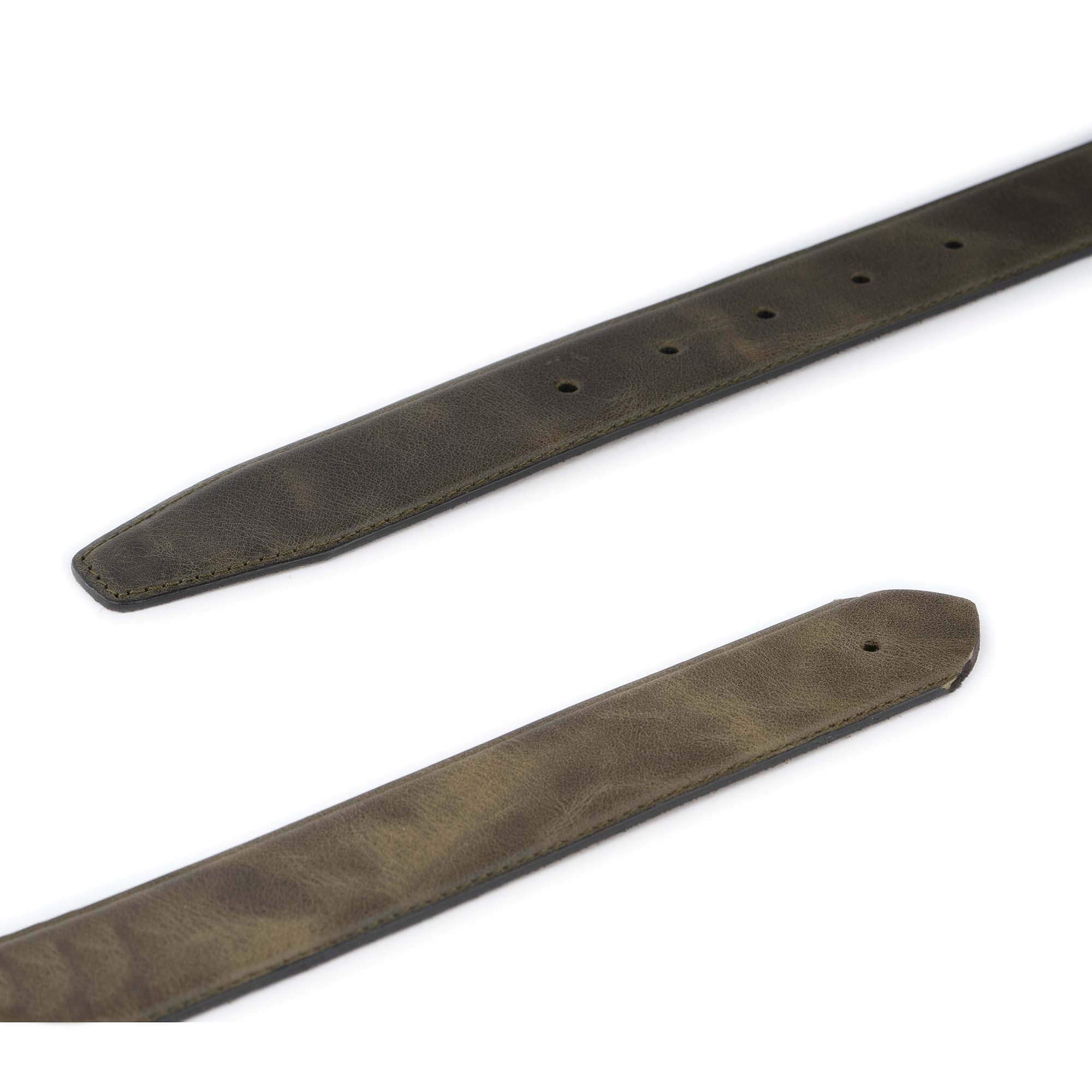 Olive Green Smooth Leather Belt Strap for Custom Dunhill Buckles - Perfect for Business Casual & Formal Outfits