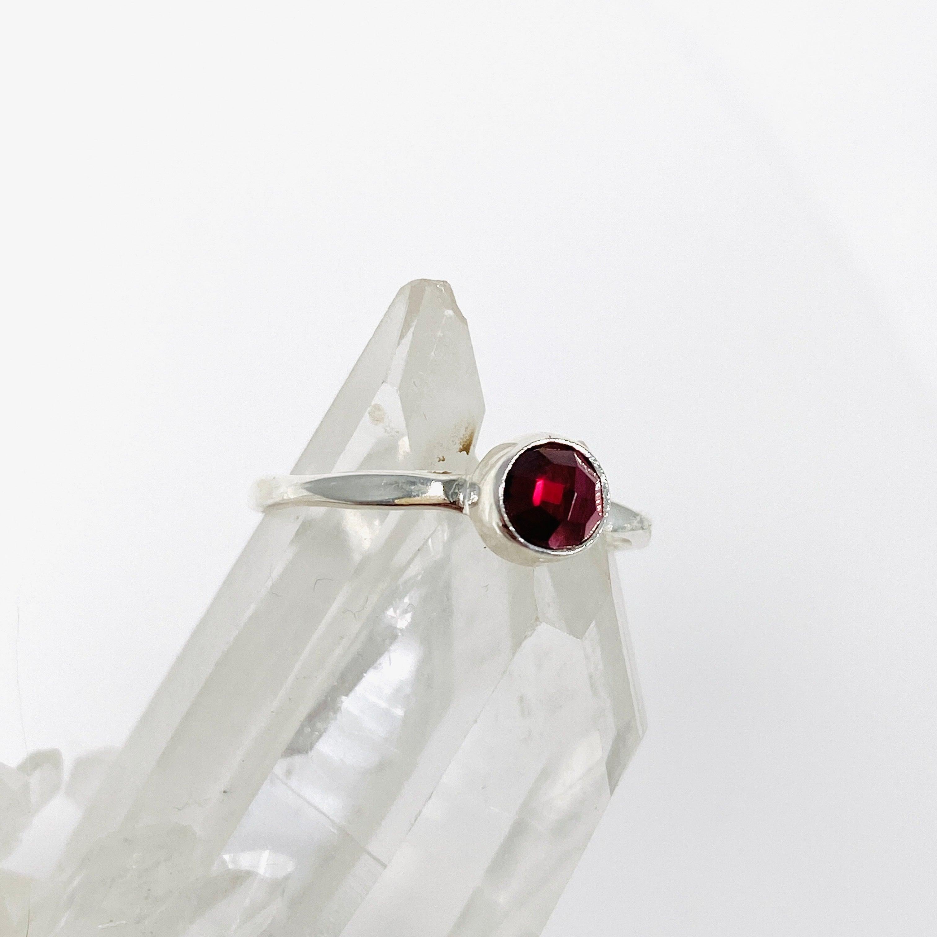 Garnet Faceted Petite Ring Size 7 - Dainty LRGJ 15 Jewelry for Women - Perfect for Everyday Wear, Date Nights & Special Occasions