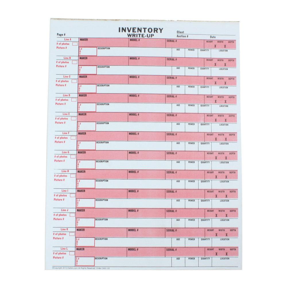 Inventory Write Up Form - 1 or 2 Part Carbonless Copy (100/Pack) - Perfect for Warehouse Stock Management & Retail Inventory Tracking