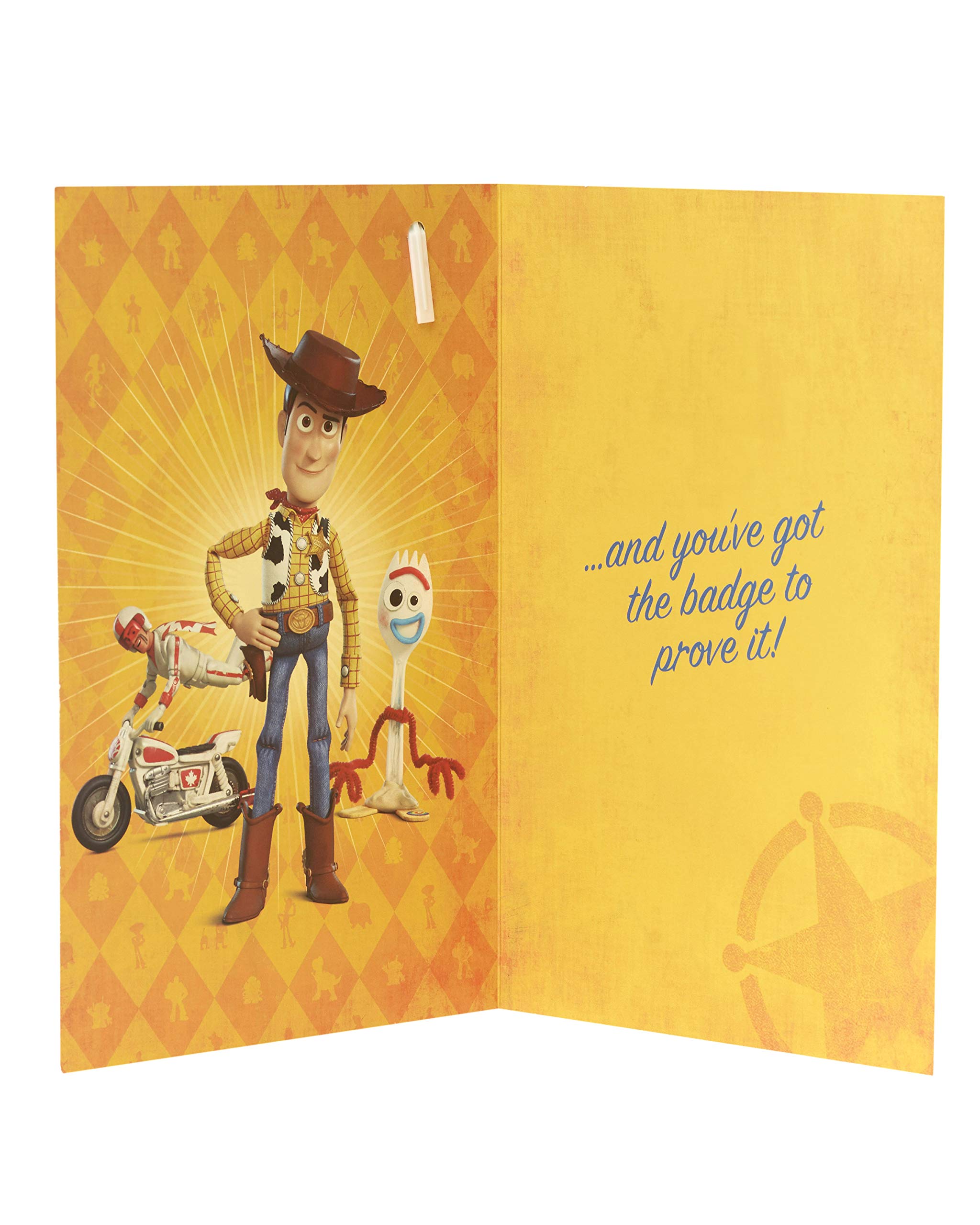 Disney Toy Story 4 Birthday Card for Son - Happy Birthday Greeting Card with Disney Badge - Perfect for Kids Birthday Parties & Special Celebrations