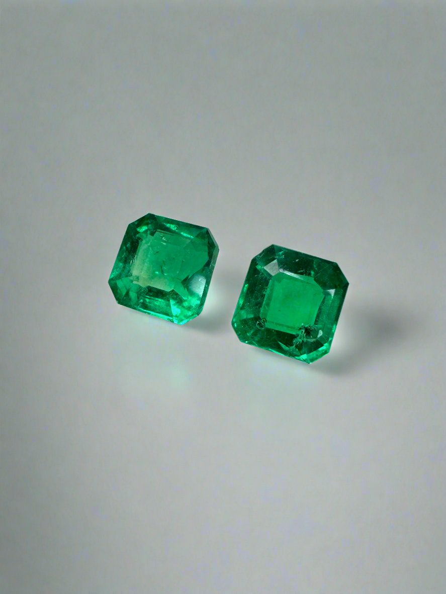 1.13tcw 5x5 Matching AAA Muzo Green Loose Colombian Emeralds - Asscher Cut Gemstones for Jewelry Making & Engagement Rings