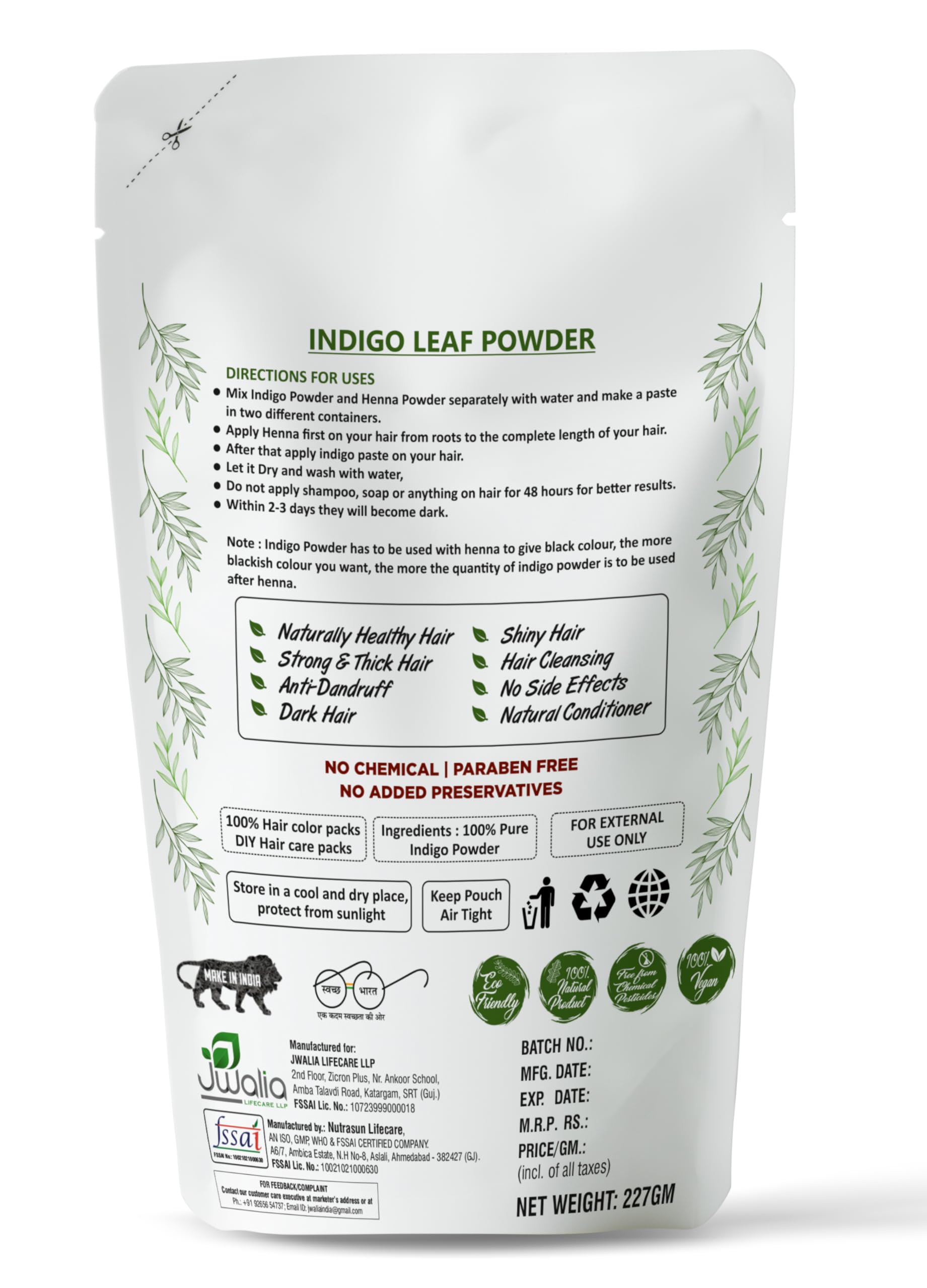 MYHERB 100% Natural Organic Indigo Leaf Powder (Indigofera tinctoria) - 8oz/227g for Hair Growth & Black Hair Care - Men & Women - DIY Herbal Hair Dye & Scalp Treatment for Natural Gray Coverage & Healthy Locks