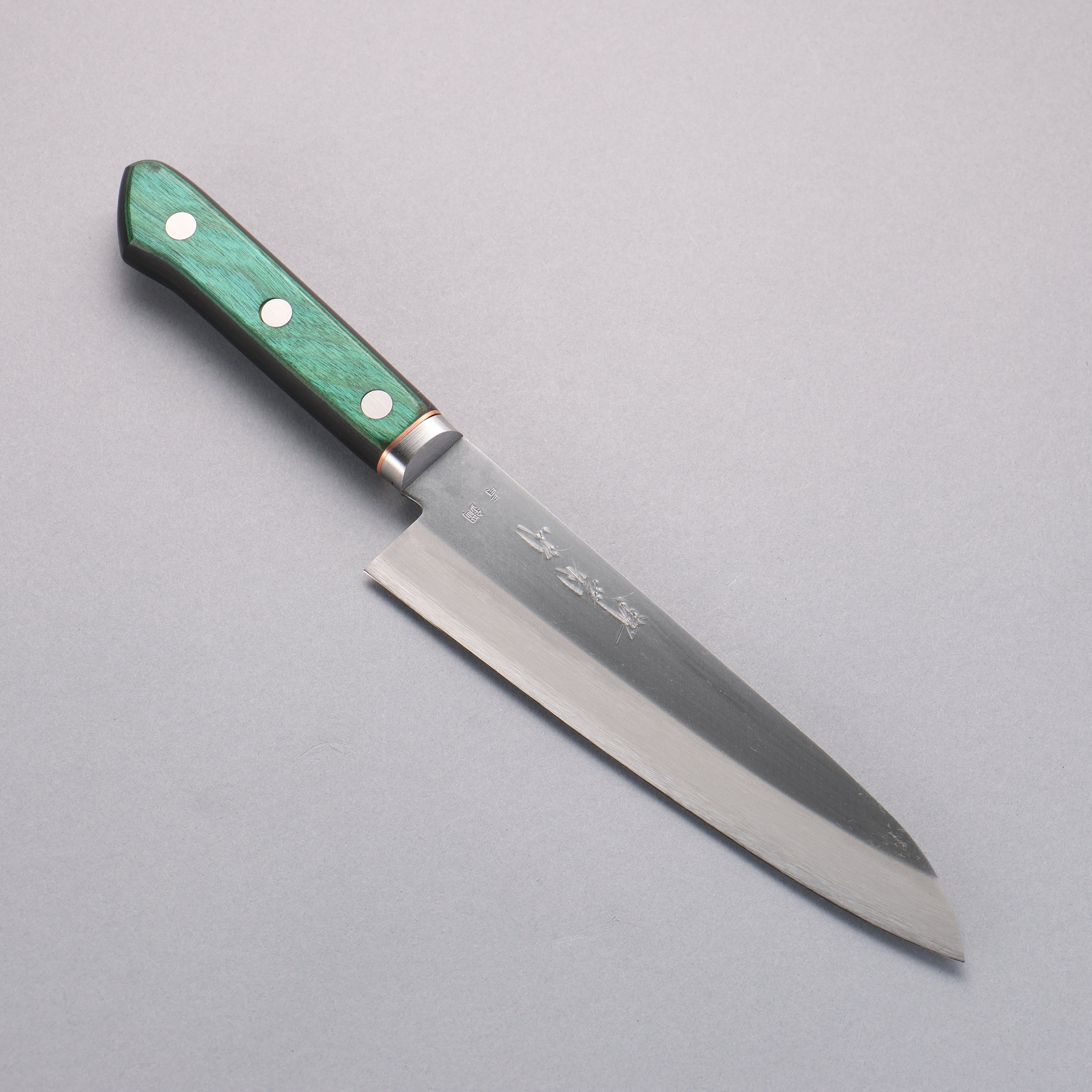 Premium Sakai Kikumori Blue Steel No.1 Gyuto Chef Knife 175mm - Japanese Kitchen Knife with Green Pakka Wood Handle - Perfect for Sushi, Meat Cutting & Professional Cooking