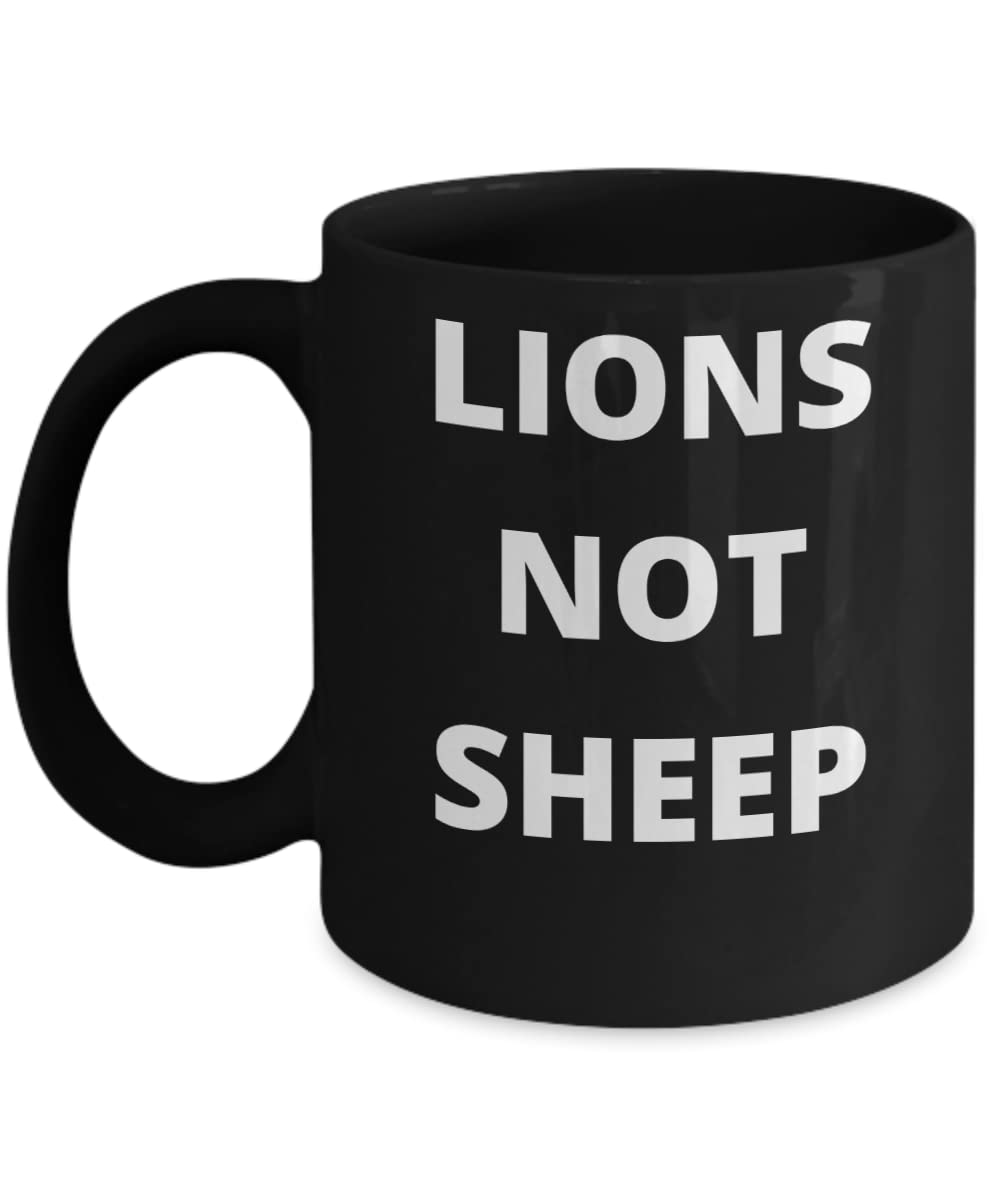 Lions Not Sheep Mug - Let's Go Brandon & I Trust Dr. Seuss More - Funny Political Coffee Cup - Unique Home Decor Gift for Friendsgiving, Housewarming & Conservative Supporters - Perfect for Morning Coffee & Office Use