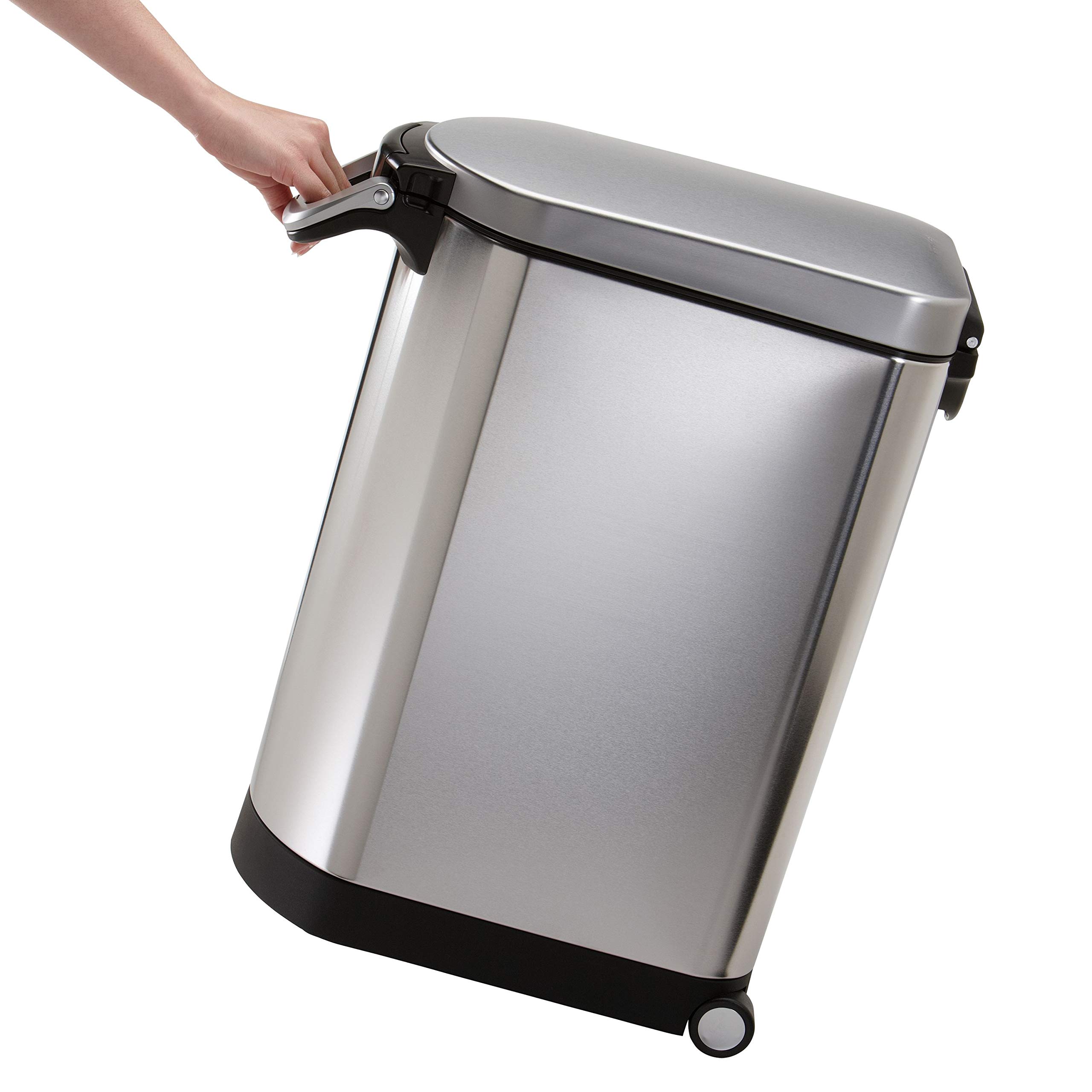 SimpleHuman 25 Liter (27 lb / 12.2 kg) Medium Pet Food Storage Container - Airtight Dog Food, Cat Food & Bird Feed Bin in Brushed Stainless Steel | Perfect for Kitchen Pantry Organization & Pet Food Storage