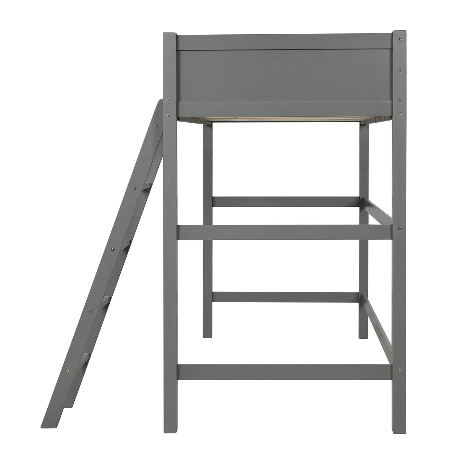 Harper & Bright Designs Twin Size Wooden Loft Bed with Ladder & Safety Rail - Grey - Space Saving High Loft Bed Frame for Kids, Teens & Small Rooms - Perfect for Bedroom, Dorm, Studio & Apartment Decor