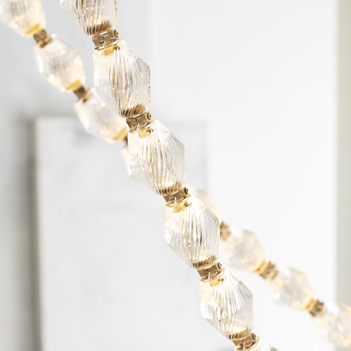 Elegant Glass Chain Chandelier - Modern Crystal Pendant Lighting Fixture for Dining Room, Bedroom, or Living Room Decor