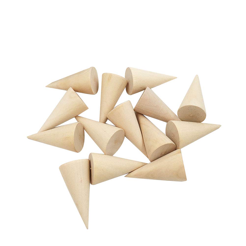 15 Pcs Natural Wood Cone Ring Holders - Elegant Jewelry Organizer for Rings, Earrings & Small Accessories | Perfect for Bedroom Dresser, Bathroom Counter & Wedding Display