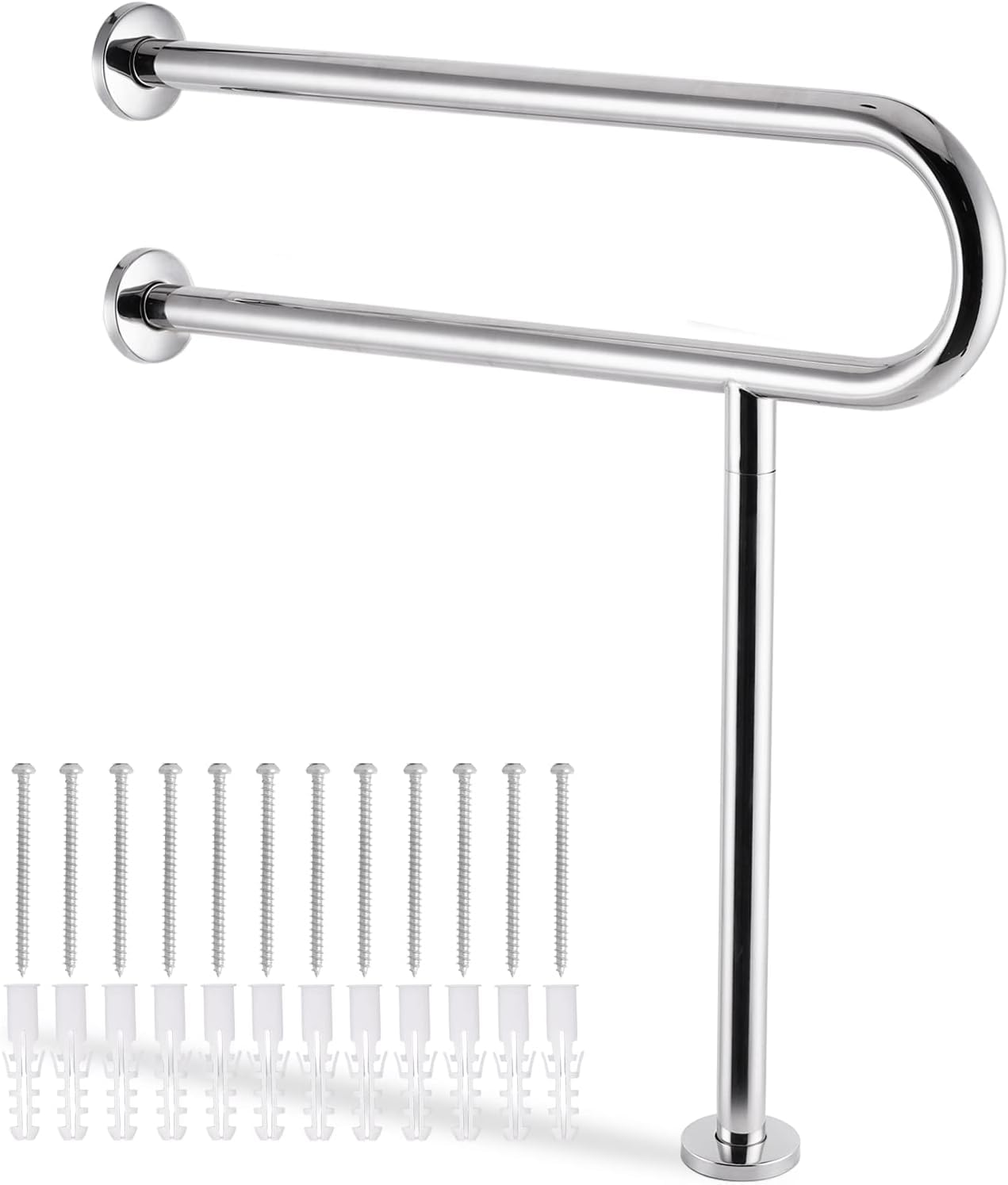 YUCHENGTECH 24IN Stainless Steel Handicap Grab Bar - ADA Compliant Bathroom Safety Rail for Toilet & Shower - Wall Mounted Support Bar for Elderly, Disabled & Pregnant Women (Ideal for Home, Hospital & Assisted Living Facilities)