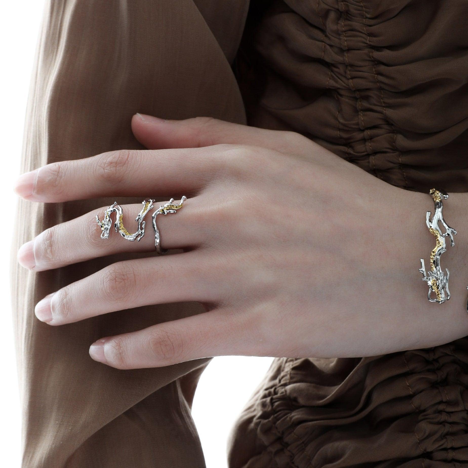 Sterling Silver Ascending Dragon Ring S925 - Elegant & Unique Jewelry for Women & Men - Perfect for Gifts, Weddings, and Special Occasions