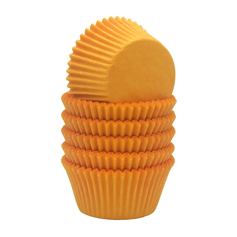 Orange Cupcake Liners - 150 Count Greaseproof Baking Cups for Parties, Birthdays & Holidays | Perfect for Muffins, Cupcakes & Dessert Displays