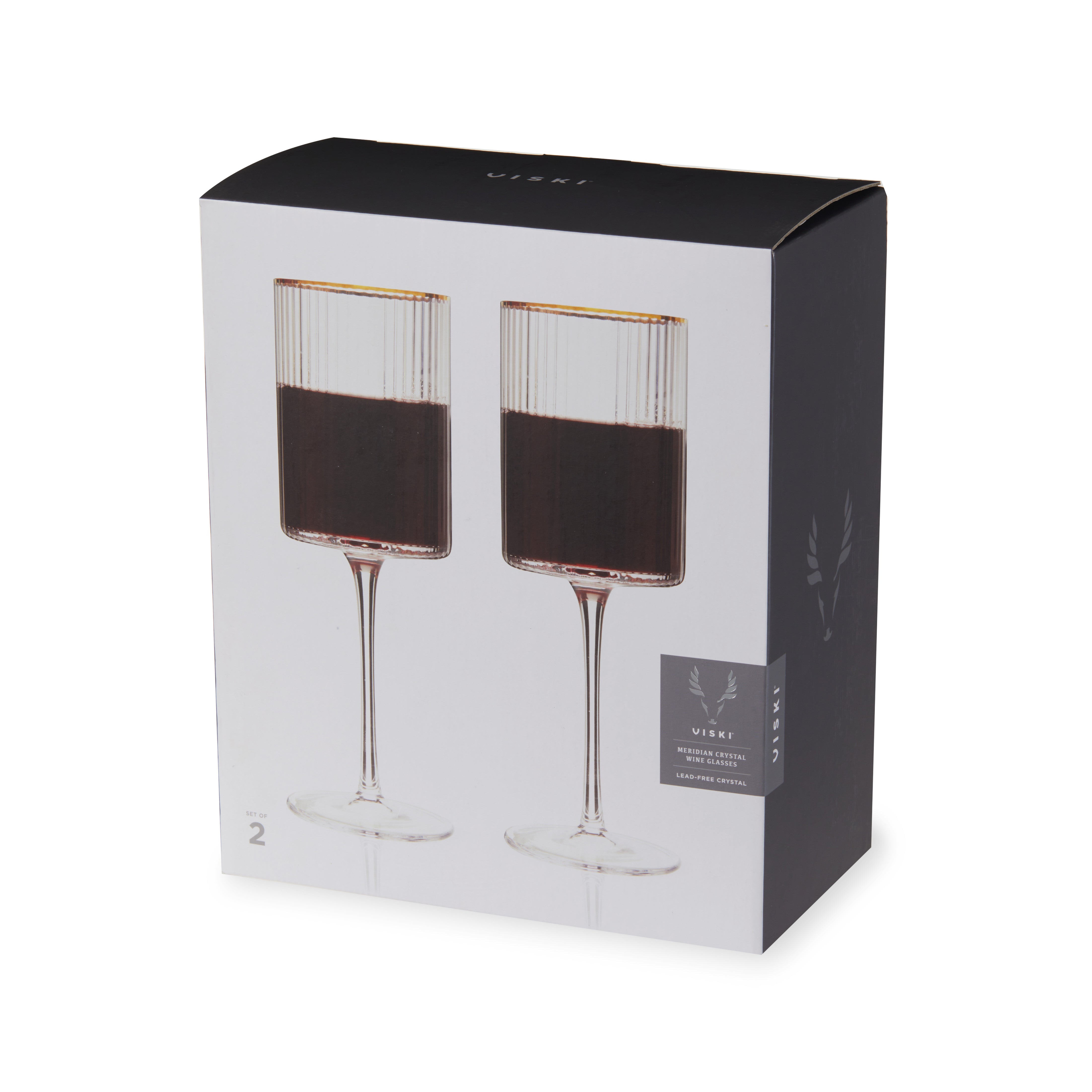 Premium Meridian Crystal Wine Glasses Set of 2 - Elegant Stemware for Red & White Wine - Perfect for Dinner Parties, Weddings & Romantic Evenings