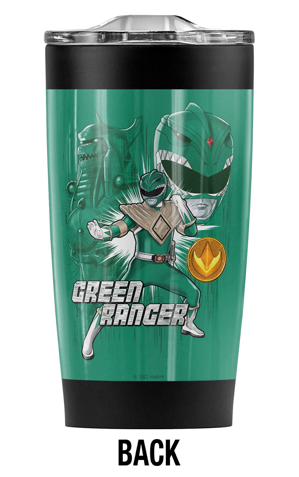 Power Rangers Green Ranger Stainless Steel Tumbler 20oz - Vacuum Insulated Travel Mug with Leakproof Lid - Keeps Hot & Cold for Hours - Perfect for Coffee, Tea, Iced Drinks at Work, Gym, or Outdoor Adventures