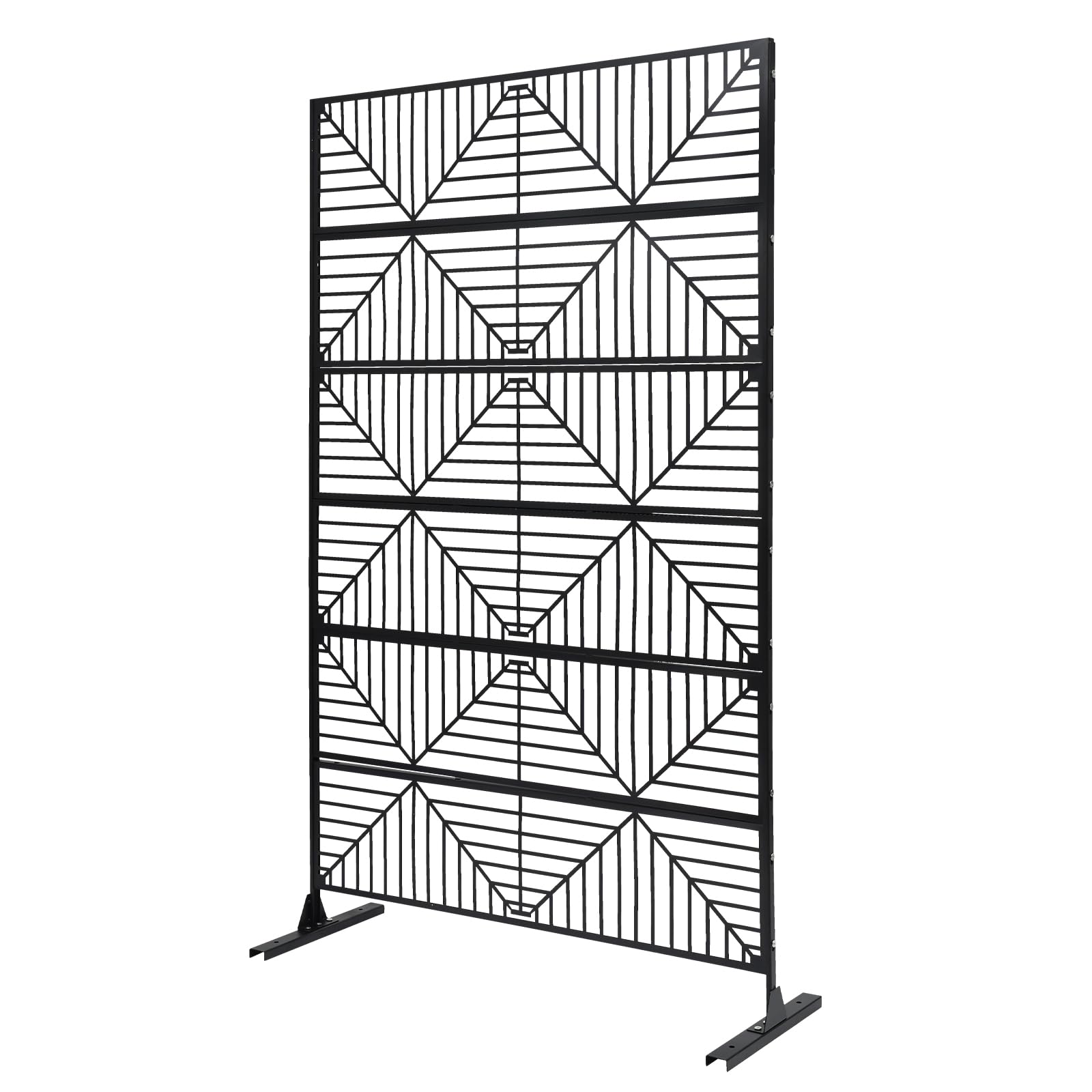 Freestanding Metal Privacy Screens for Outdoor & Indoor Use - Decorative Room Divider, Patio Fence, Balcony Screen with Stand (Stripe Design) - Perfect for Poolside, Garden, and Home Decor