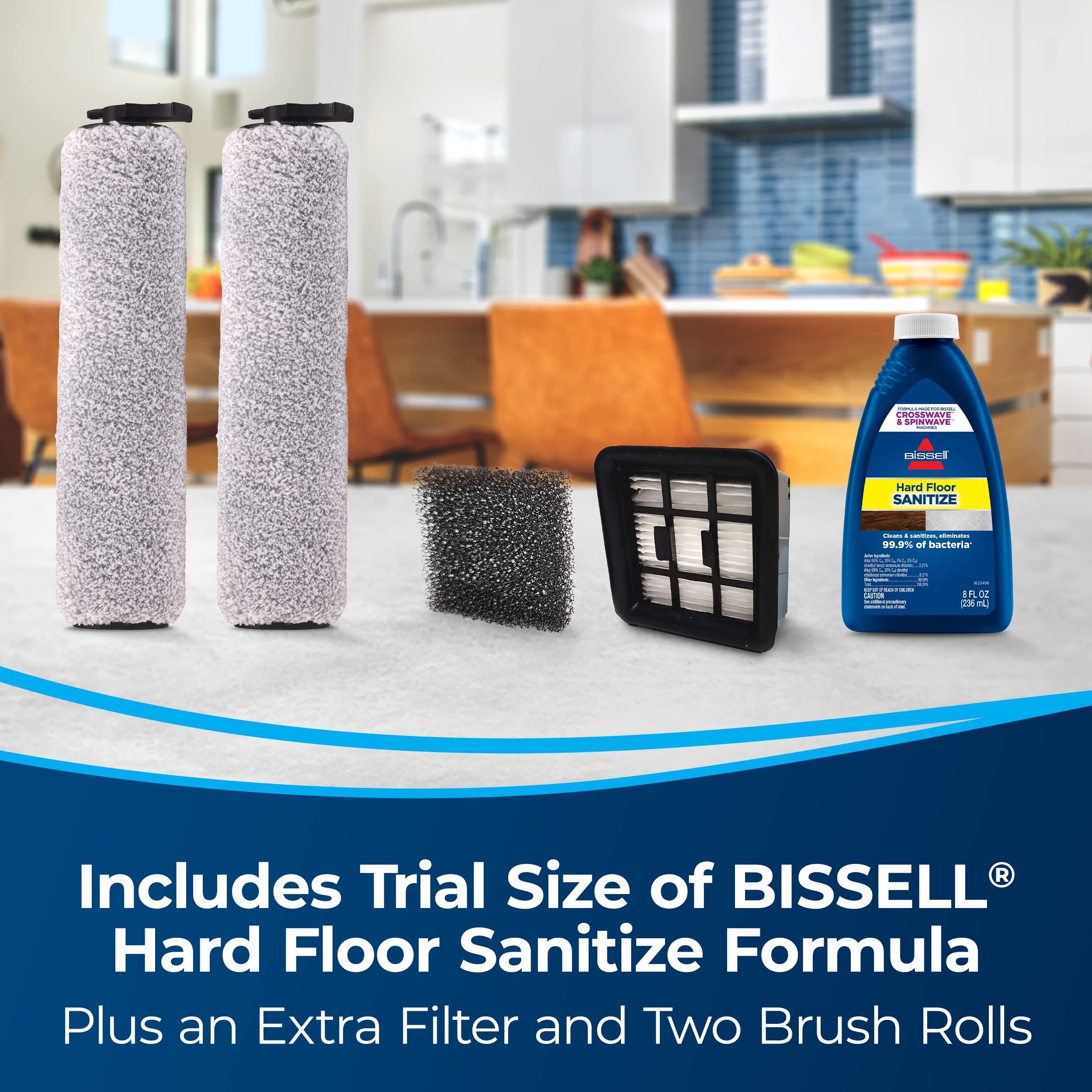 Bissell TurboClean 3548 Cordless Hard Floor Cleaner & Wet Dry Vacuum - Lightweight Mop for Tile, Wood & Laminate Floors - Perfect for Quick Spills, Pet Messes & Deep Cleaning