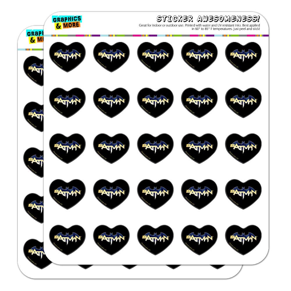 Batman Logo Heart Shaped Planner Stickers - DIY Scrapbook, Calendar & Journal Decorative Stickers for Superhero Fans - Perfect for Bullet Journals, Gift Wrapping & Craft Projects