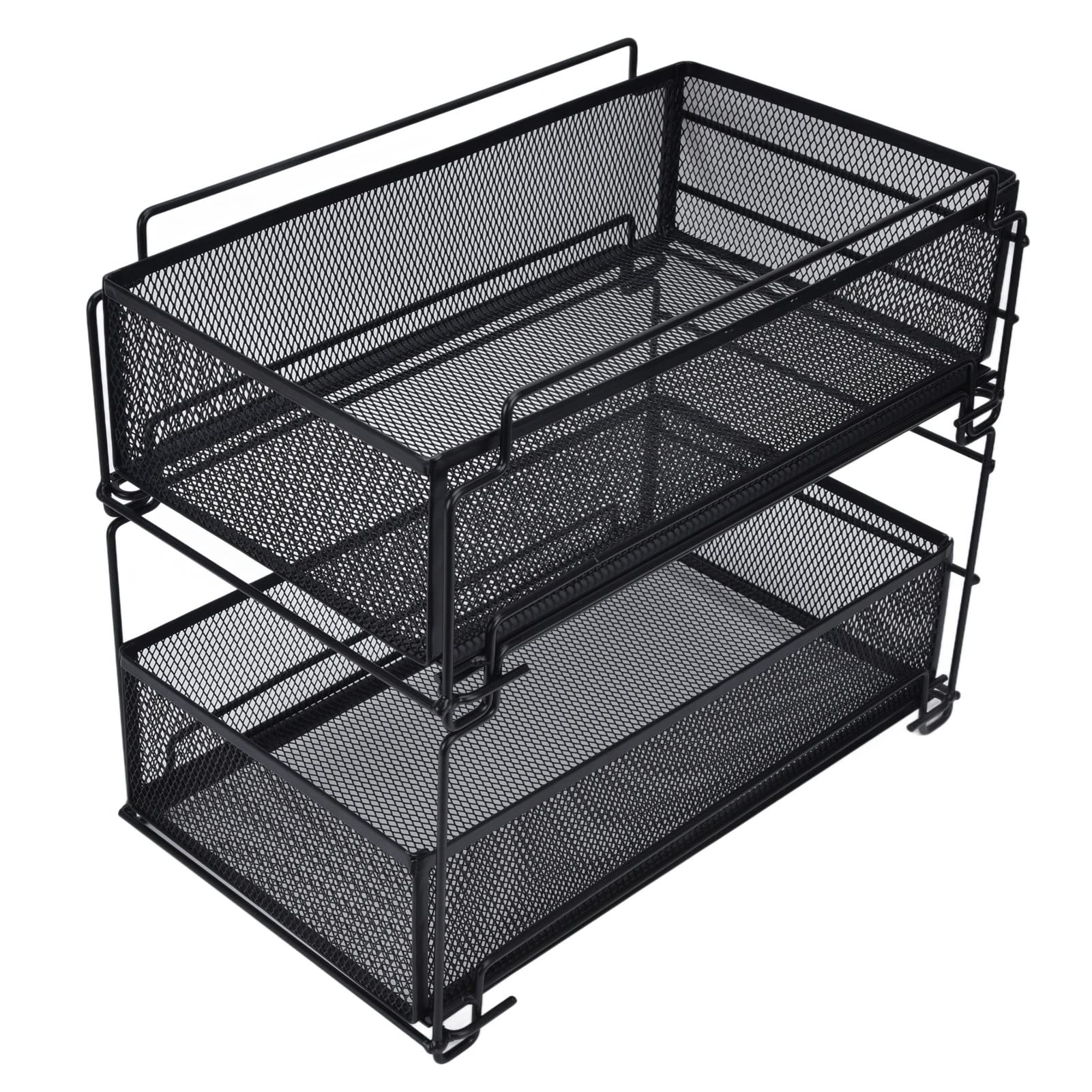 AMONIDA Kitchen Storage Drawer Basket - Iron Wire Organizer Rack for Bathroom & Kitchen - Perfect for Utensils, Spices, Makeup & Bathroom Essentials Organization