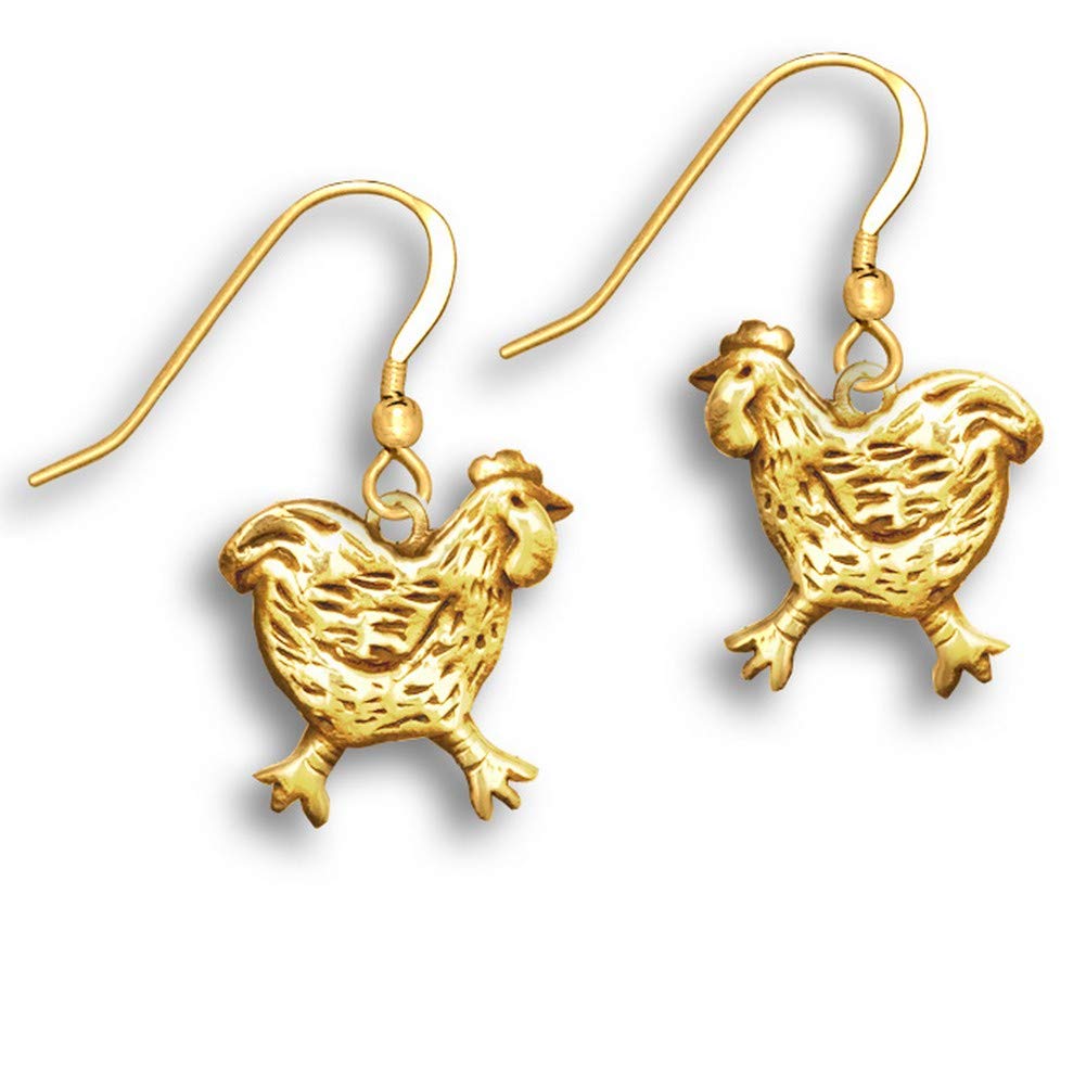 14K Gold Chicken Stud Earrings - Elegant Animal Jewelry for Women | Perfect Gift for Farm Lovers & Country Style Fashion Accessories