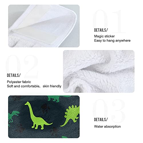 **Green Dinosaur & Black Cat Paws Kitchen Towels - 2-Pack Super Absorbent Hanging Hand Towels with Loops for Oven, Dish Drying, Tea Bar & Bathroom**    *(Use for kitchen, bathroom, bar, or as a stylish decorative hand towel!)*