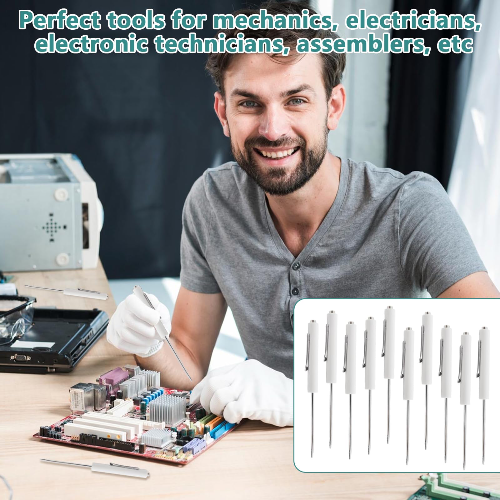10-Piece Magnetic Tip Pocket Screwdriver Set with Clip - Compact Repair Tools for Electronics, Eyeglasses & Small Appliances - Perfect for Electricians, Technicians & DIY Home Projects - Workshop, Office & Travel Essentials