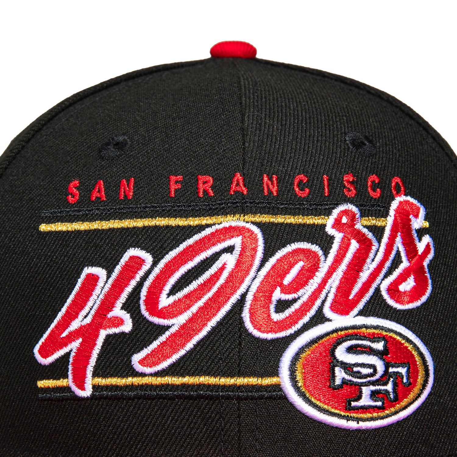 New Era 59Fifty San Francisco 49ers Team Script Snapback Hat - Black & Red NFL Football Cap for Men & Women - Perfect for Game Day, Sports Events & Streetwear Fashion